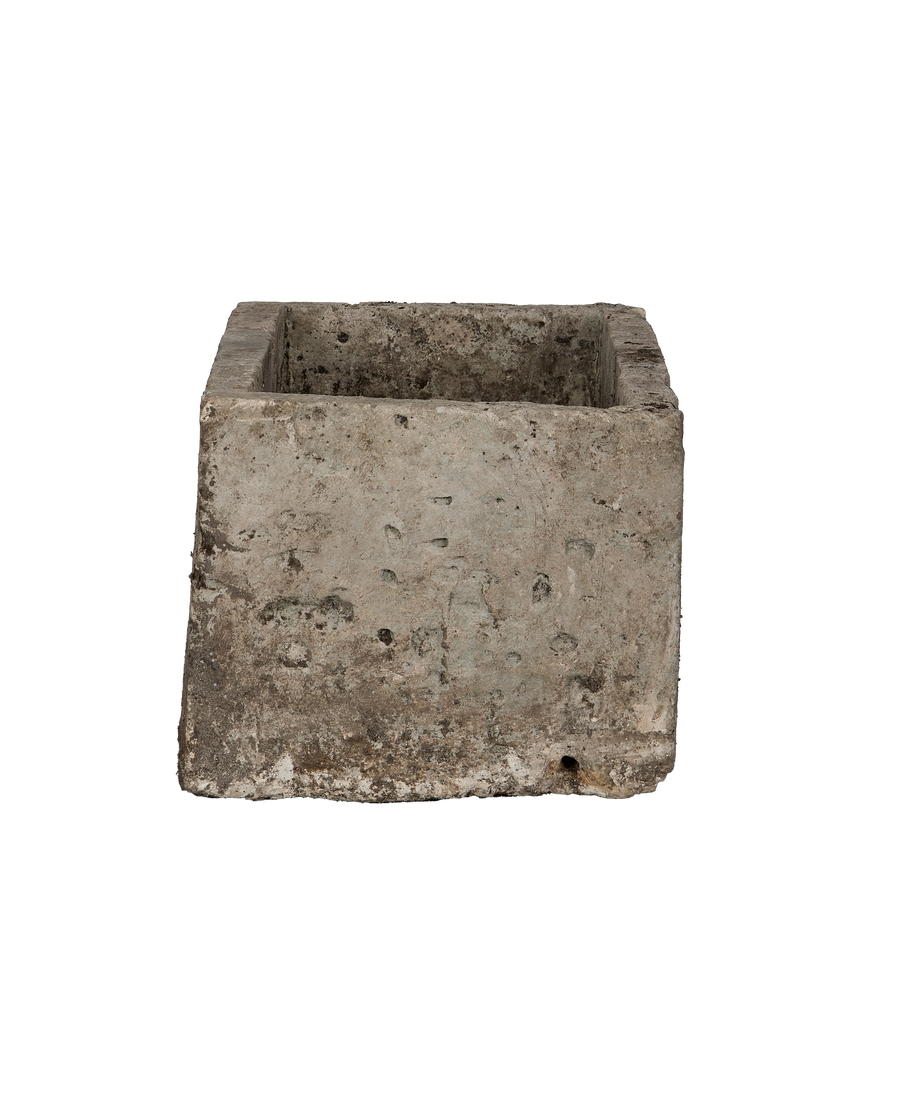 Vintage Indonesian limestone trough (OAK), rectangular shape, showcasing textured side wall detail.