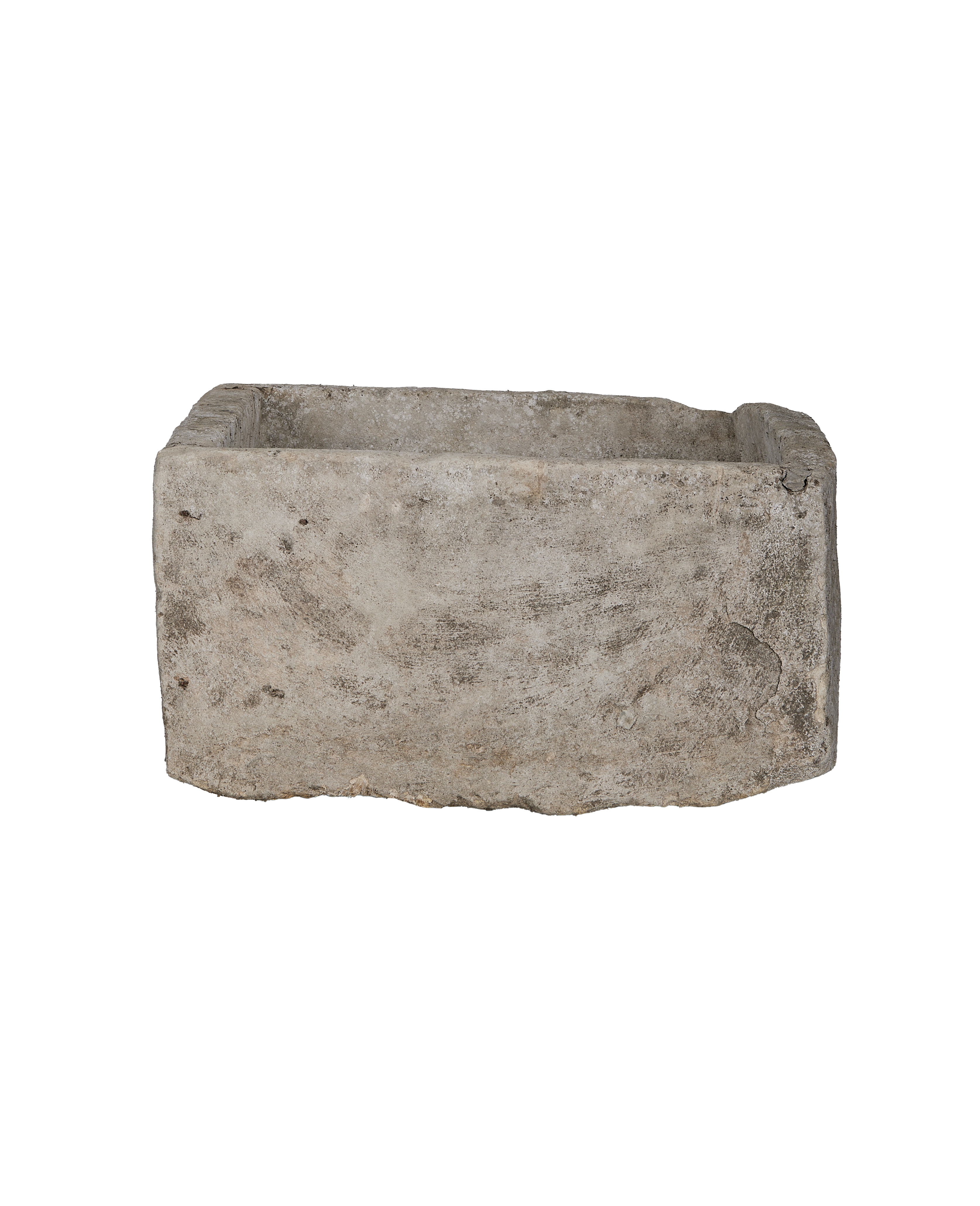 Vintage Indonesian rectangular limestone trough, showing its aged, weathered texture and original condition.