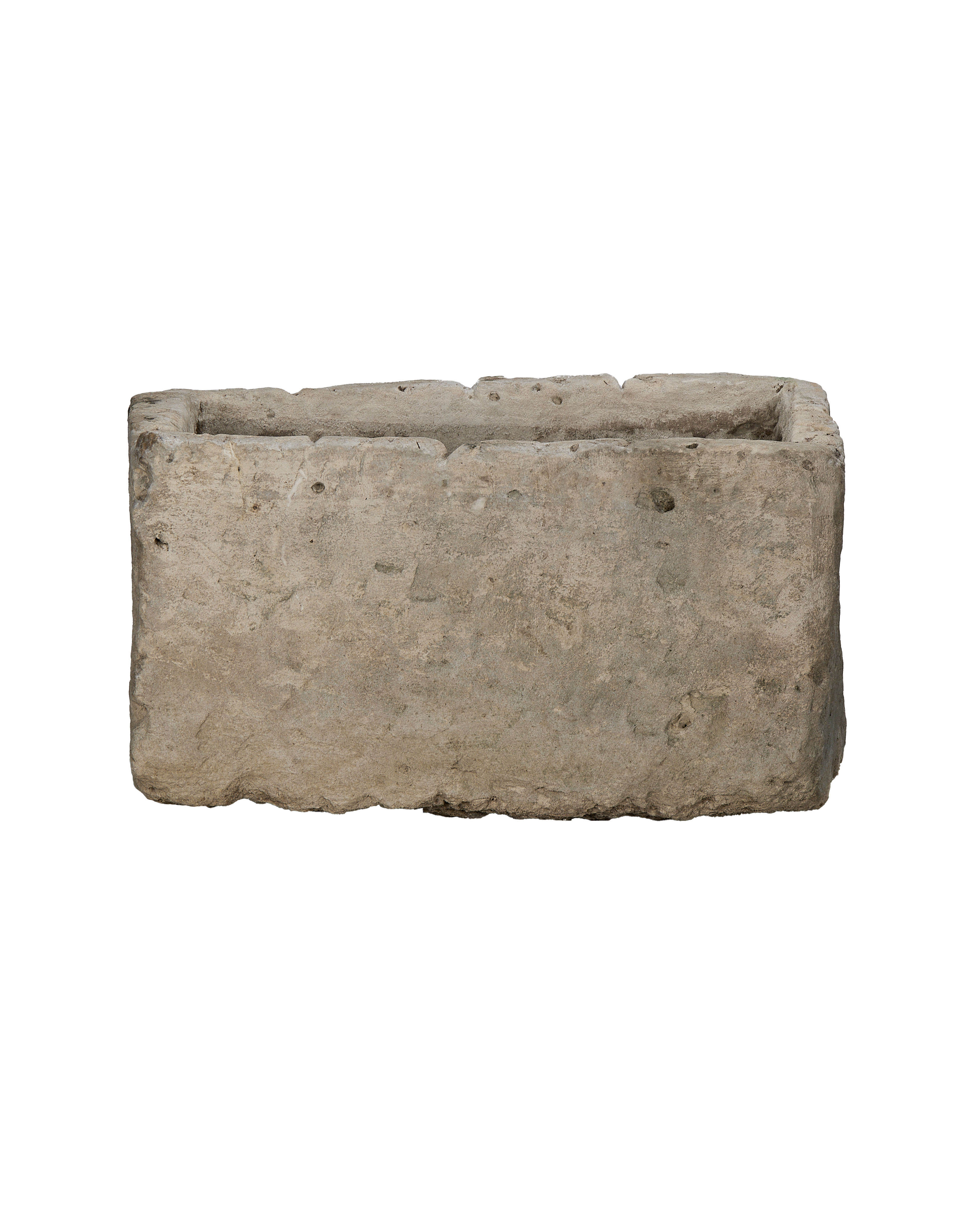 Vintage rectangular Indonesian limestone trough, OAK, with natural rough texture and weathered edges.