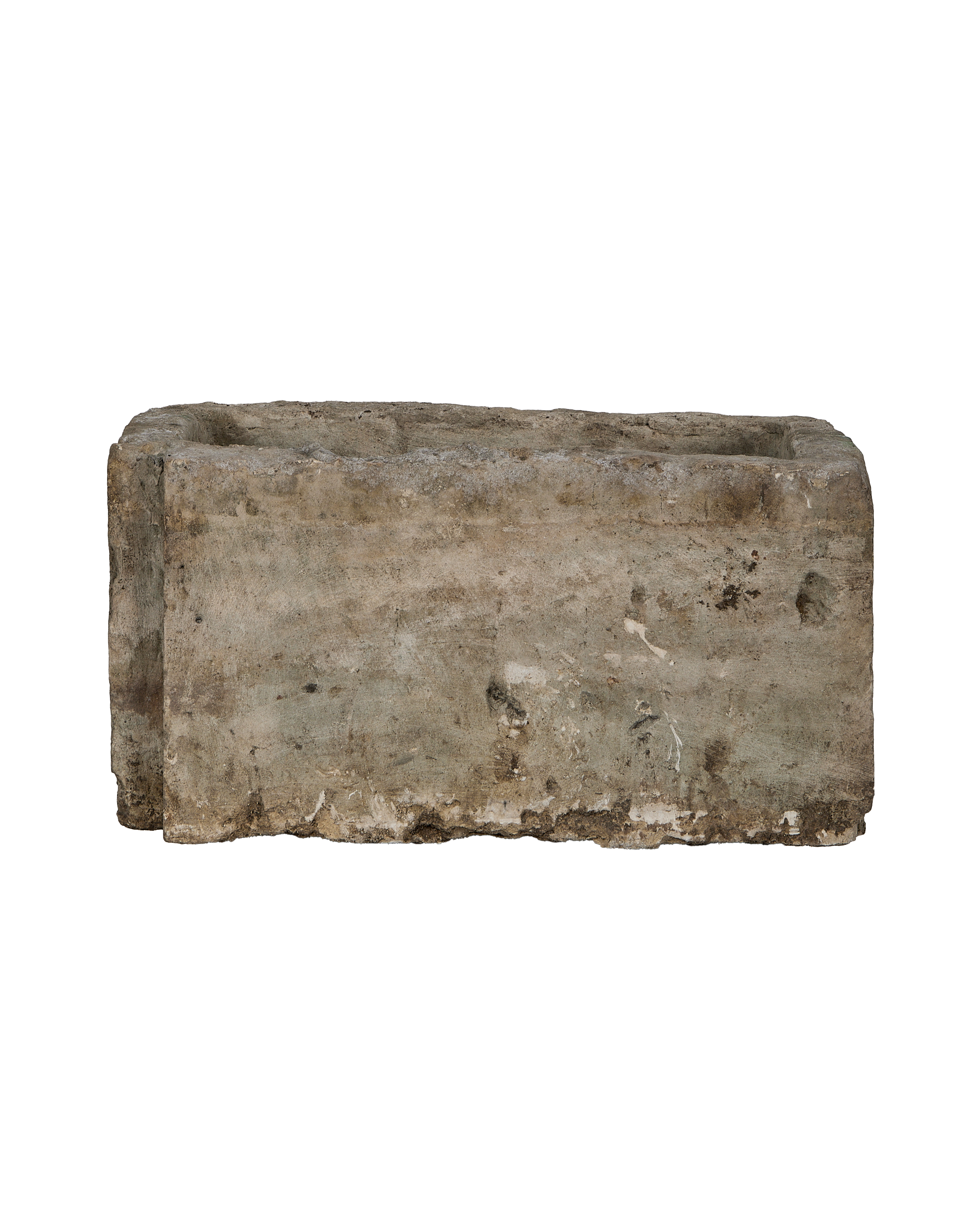 Vintage Indonesian rectangular limestone trough showing weathered, aged surface texture.