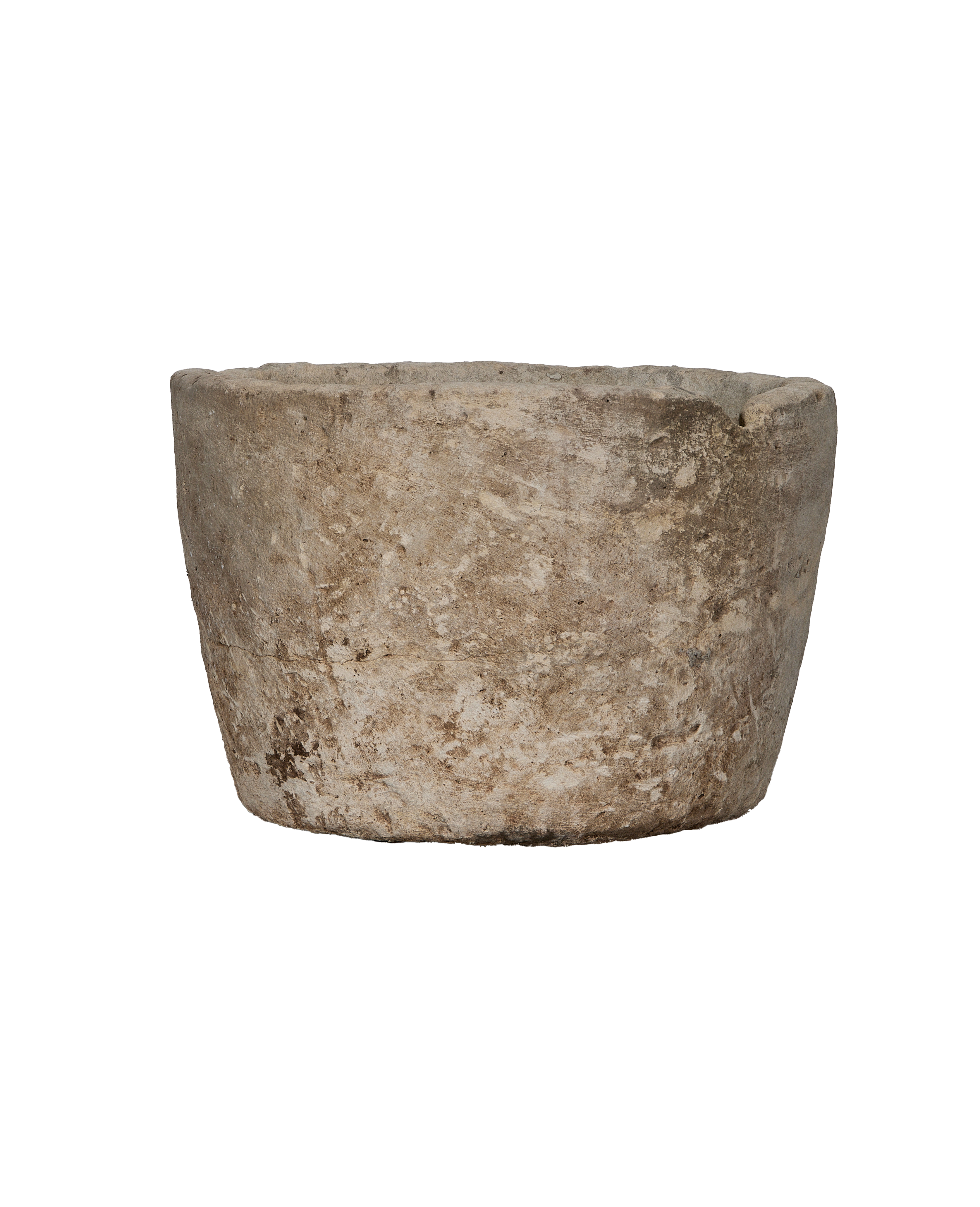 Vintage Indonesian OAK limestone trough, showing textured side with unique imperfections.