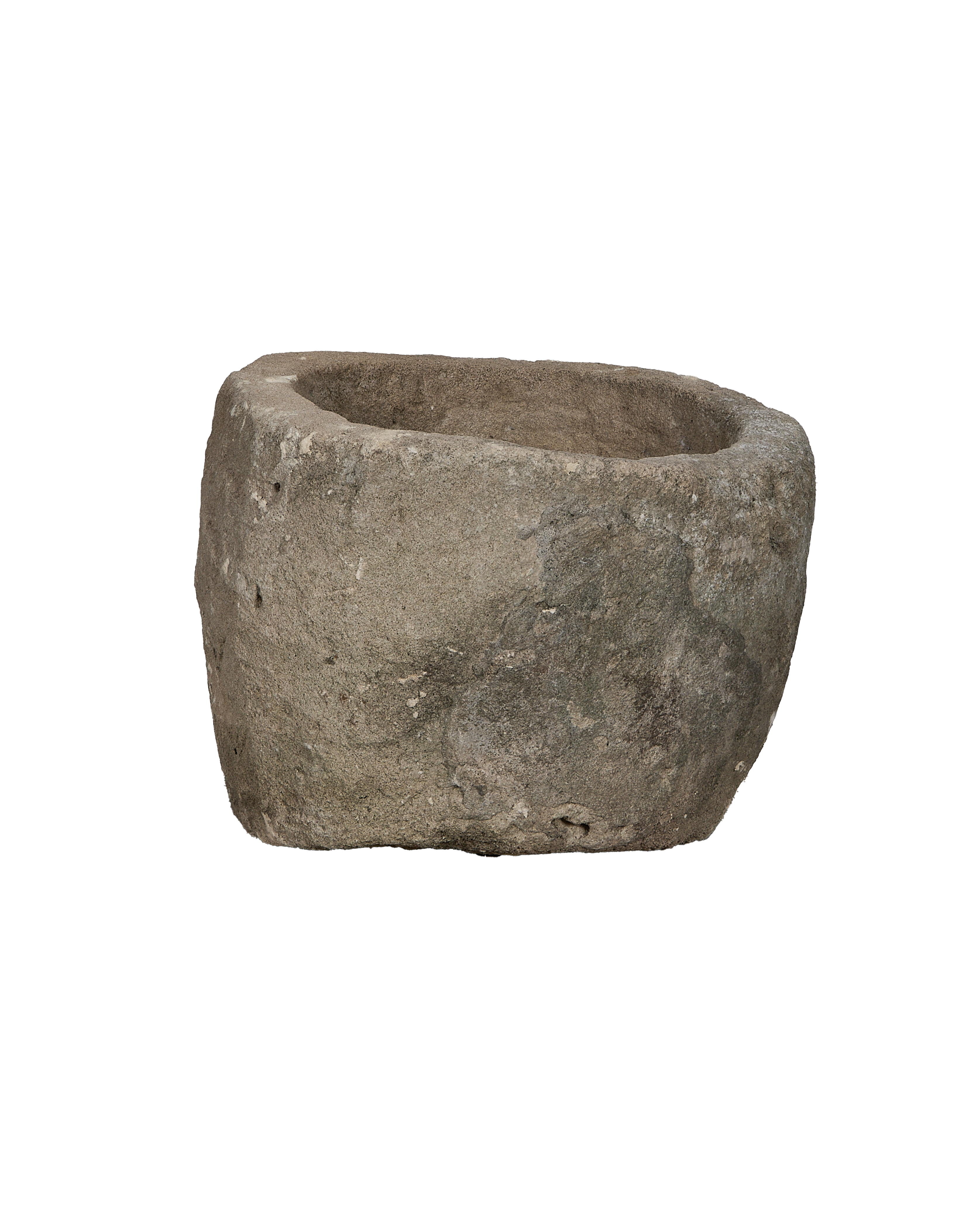 Vintage limestone trough, rectangular, from Indonesia, showcasing weathered texture and original condition.
