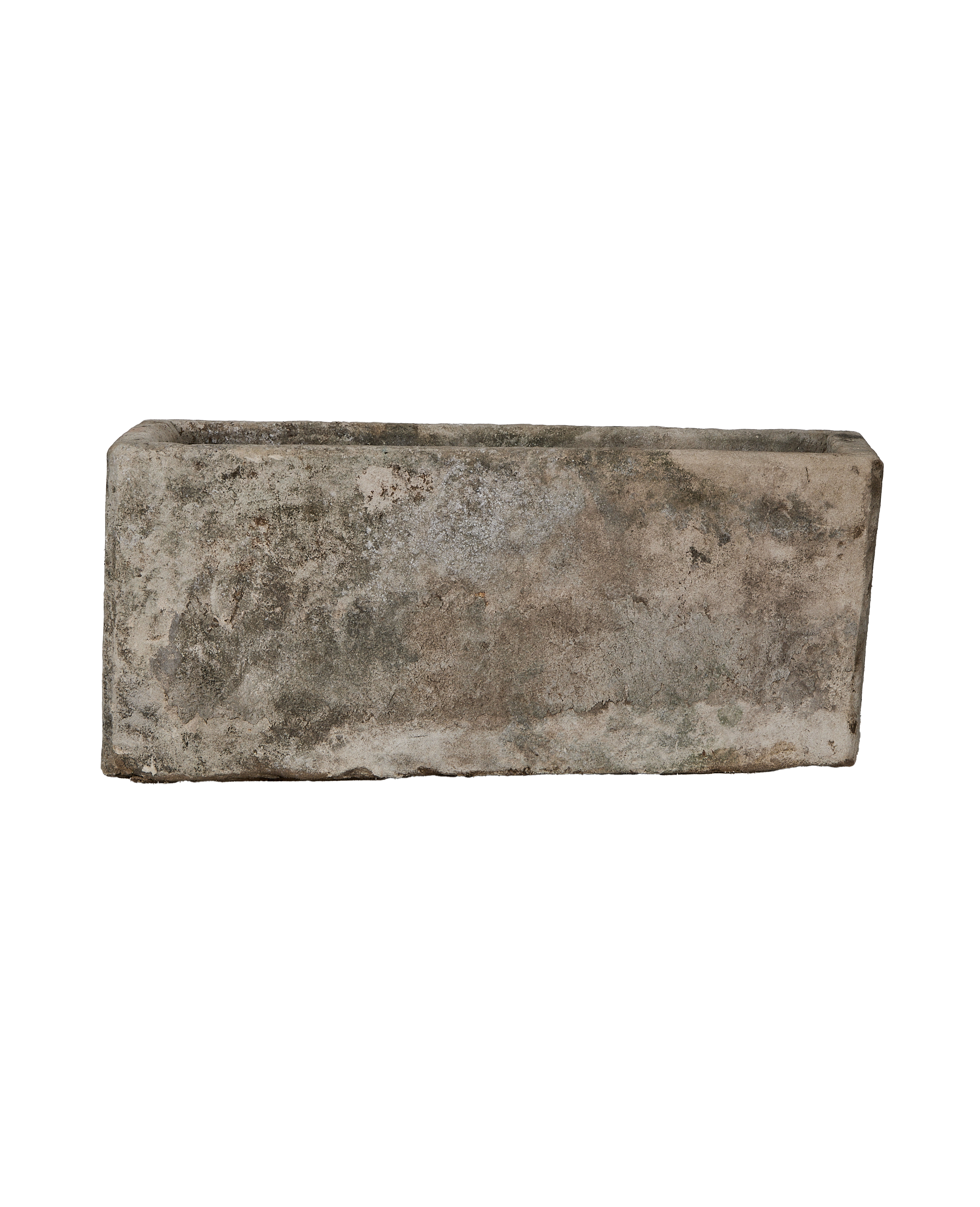 Vintage rectangular limestone trough, OAK from Indonesia, weathered with natural distressed texture.