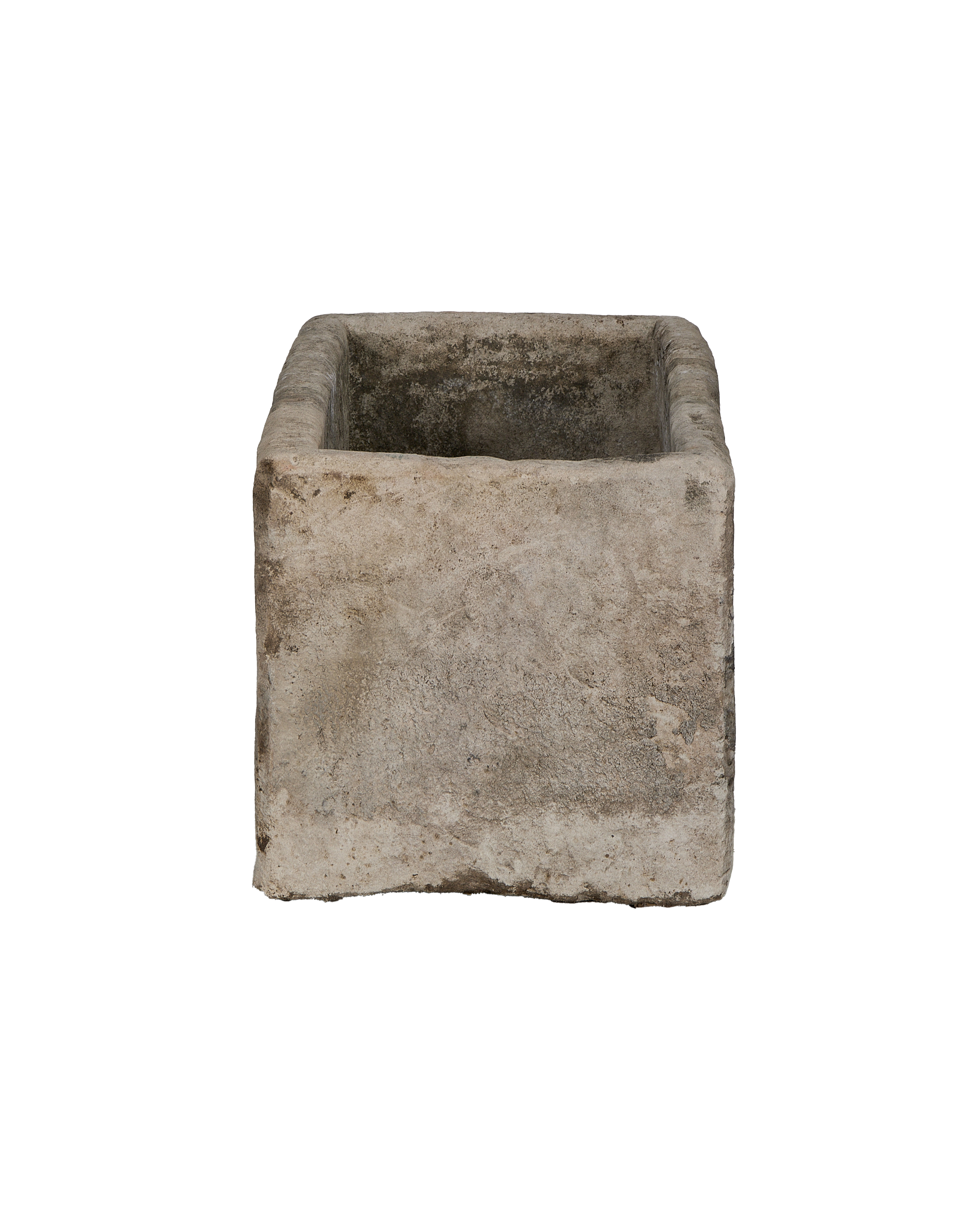 Vintage Indonesian limestone rectangular trough, showing exterior texture and weathered interior.