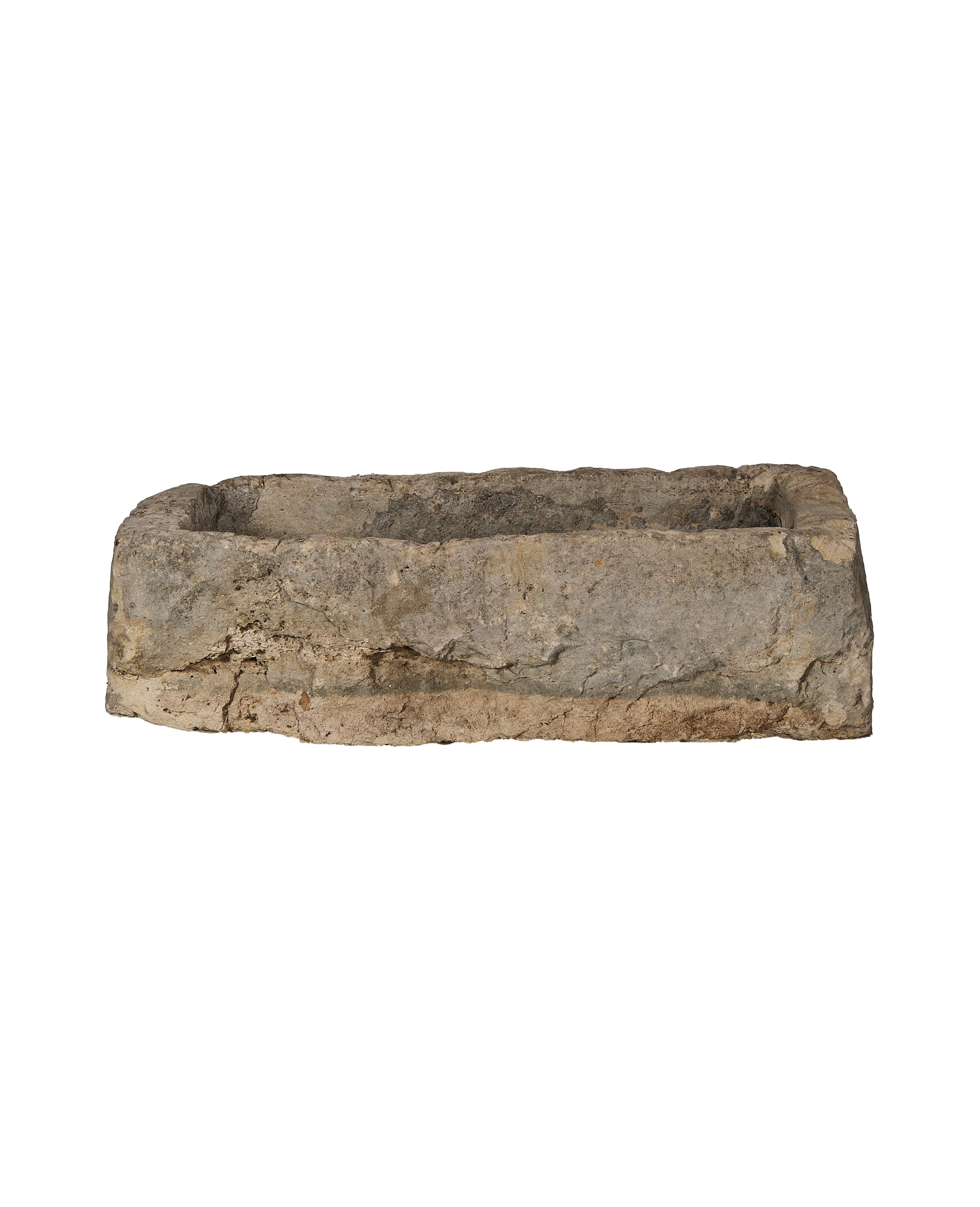 Vintage rectangular limestone trough, rustic condition, with rough texture from Indonesia.