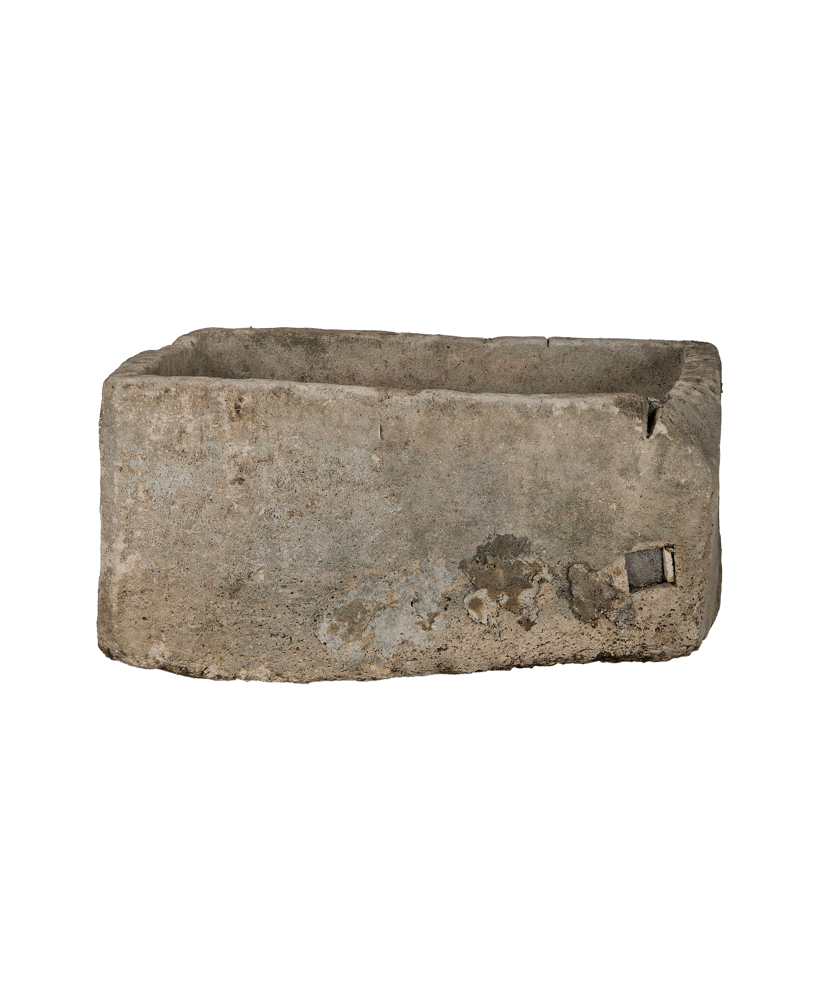 Vintage rectangular Limestone Trough from Indonesia, weathered with distinctive textural variations.