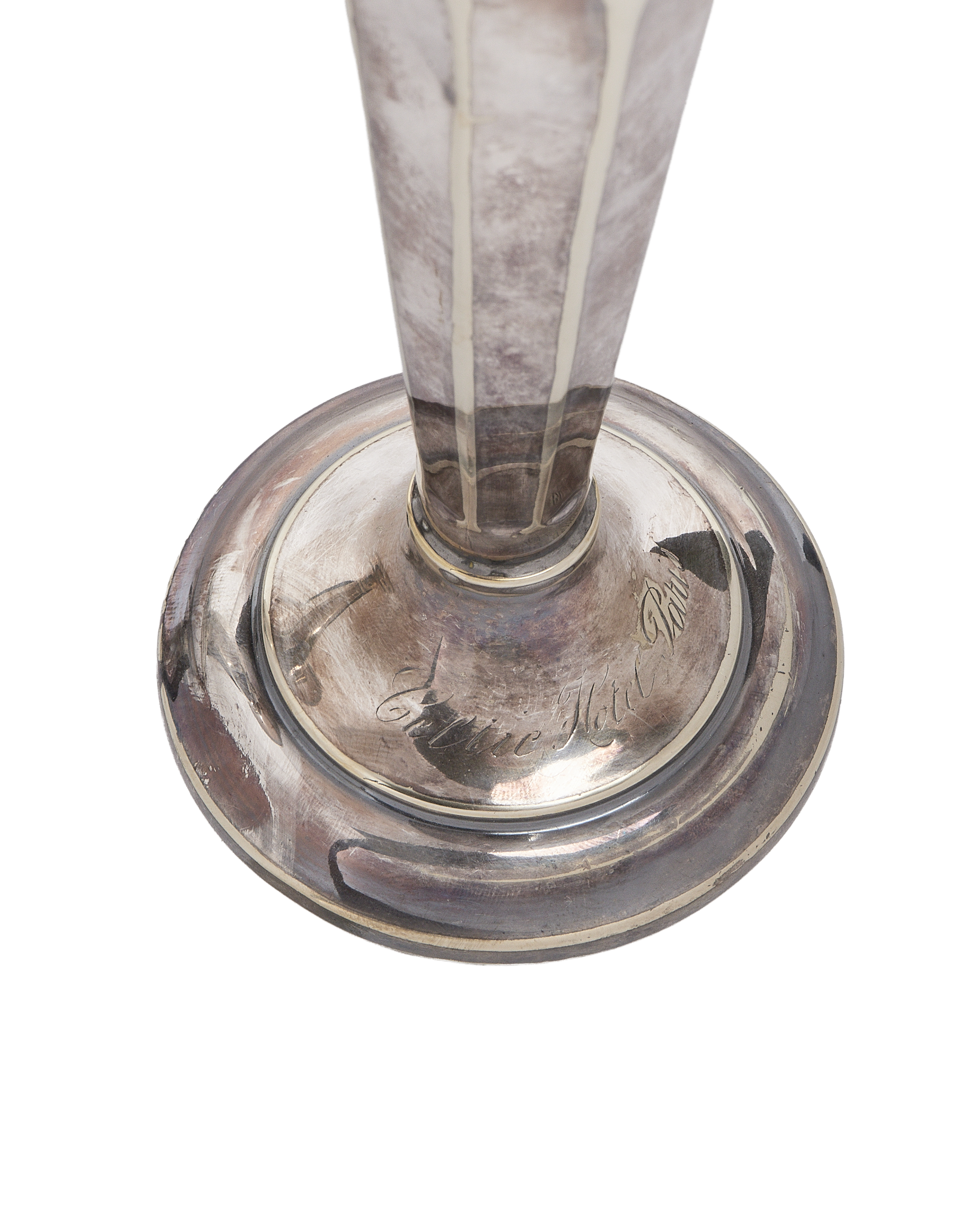 Vintage French silver plated bud vase base with engraved 