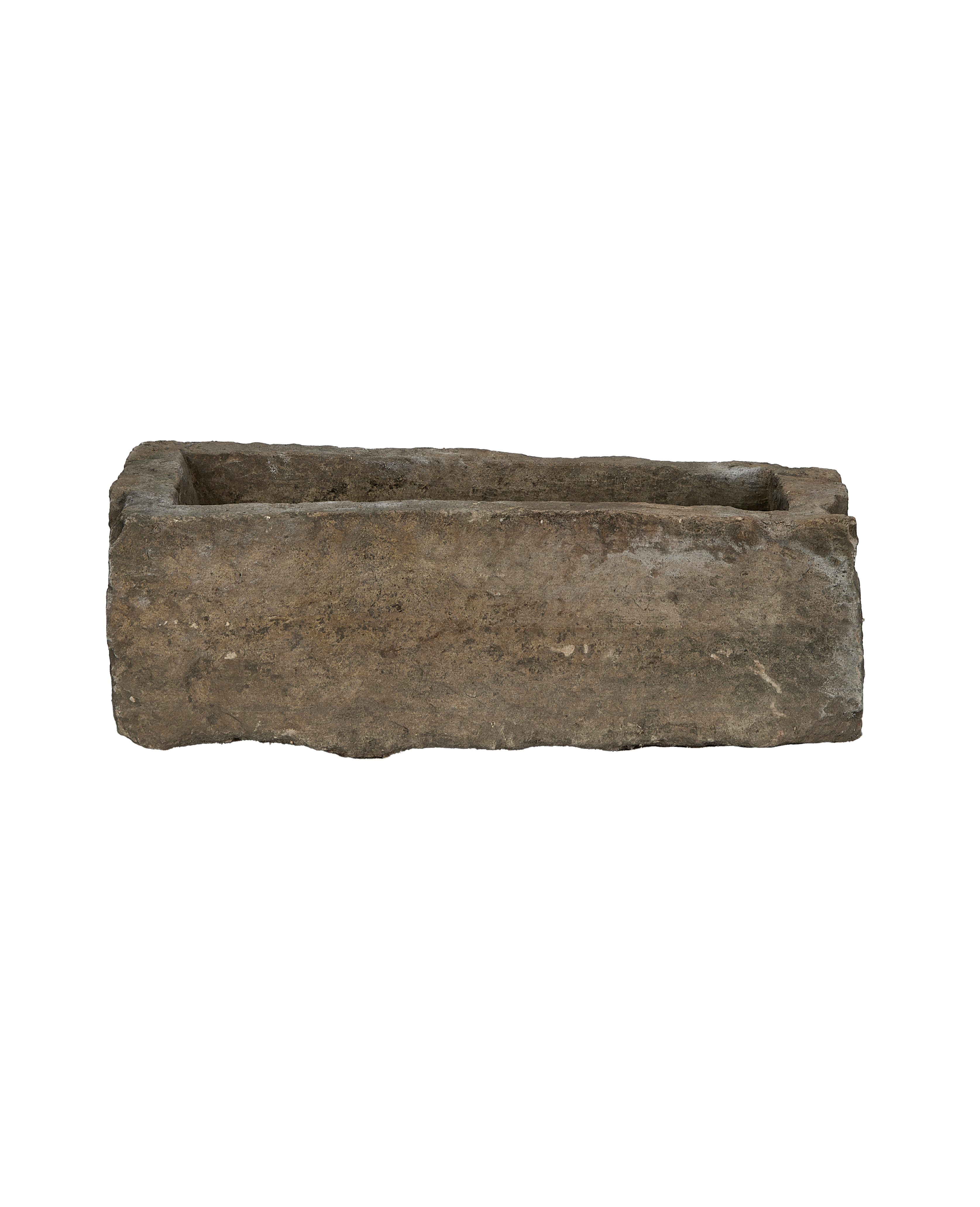 Vintage rectangular limestone trough with aged, weathered textured surface from Indonesia.