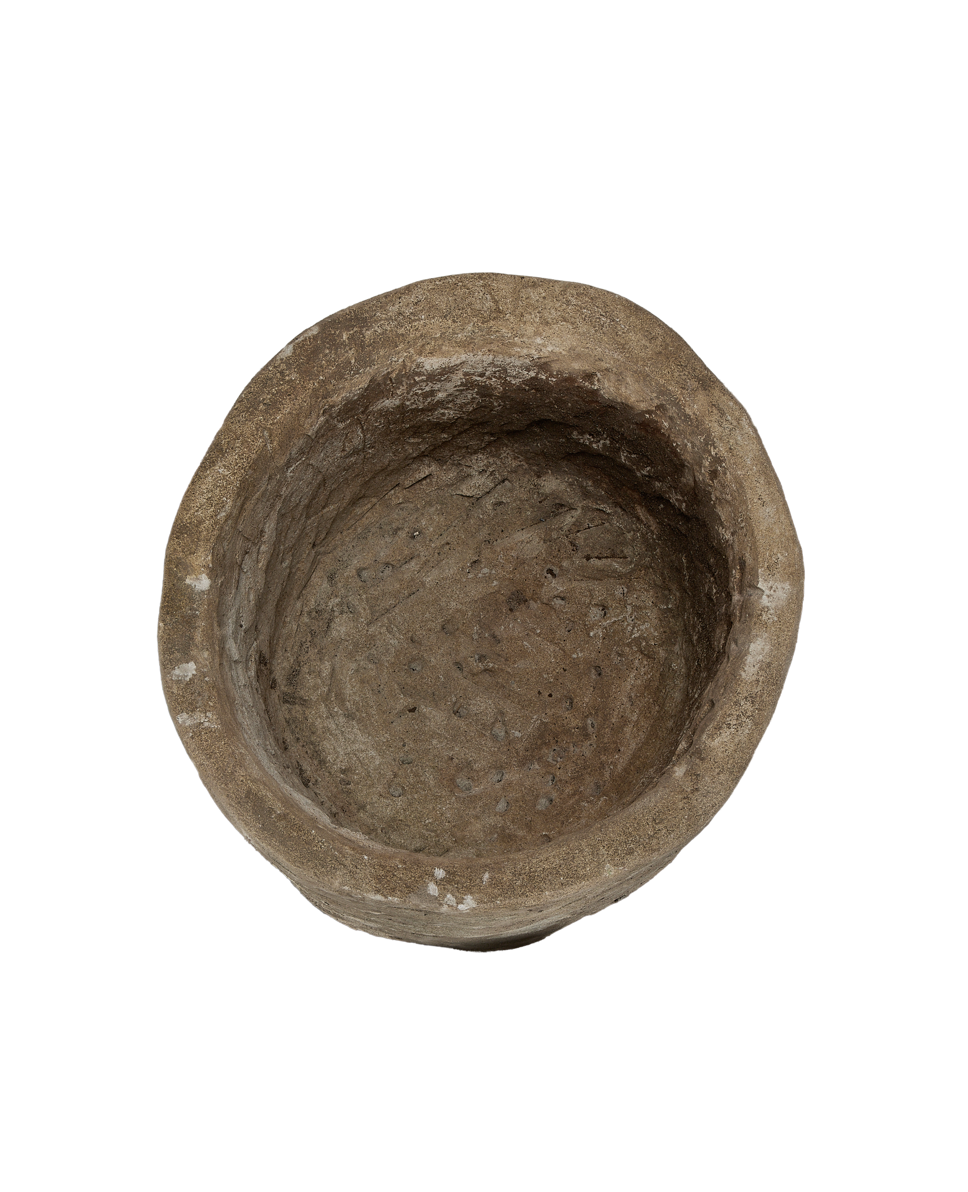 Vintage Indonesian Limestone Trough, top-down view showing textured, weathered interior.