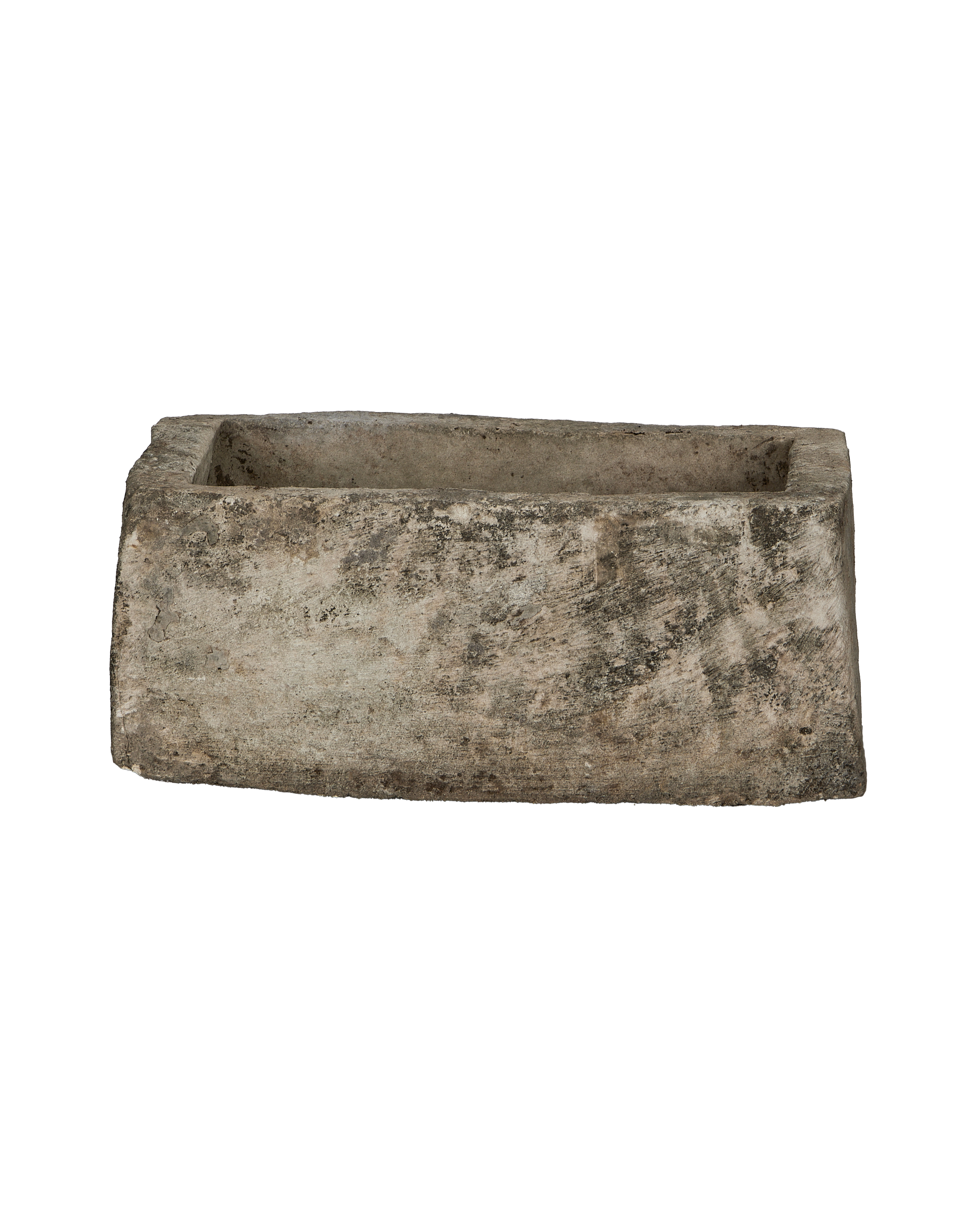Vintage rectangular limestone trough from Indonesia with a textured, weathered gray finish.
