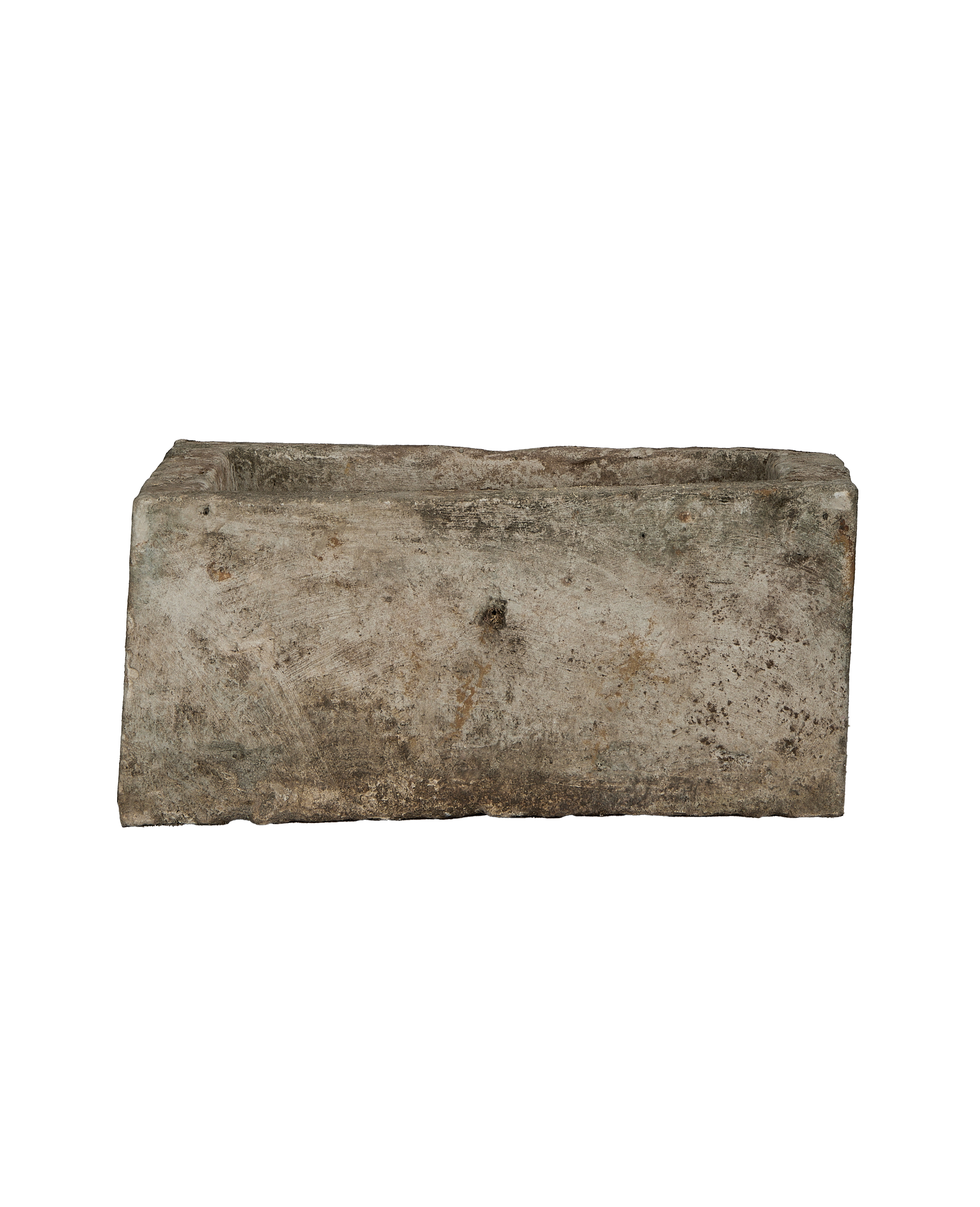 Vintage rectangular Indonesian OAK limestone trough with weathered grey finish.
