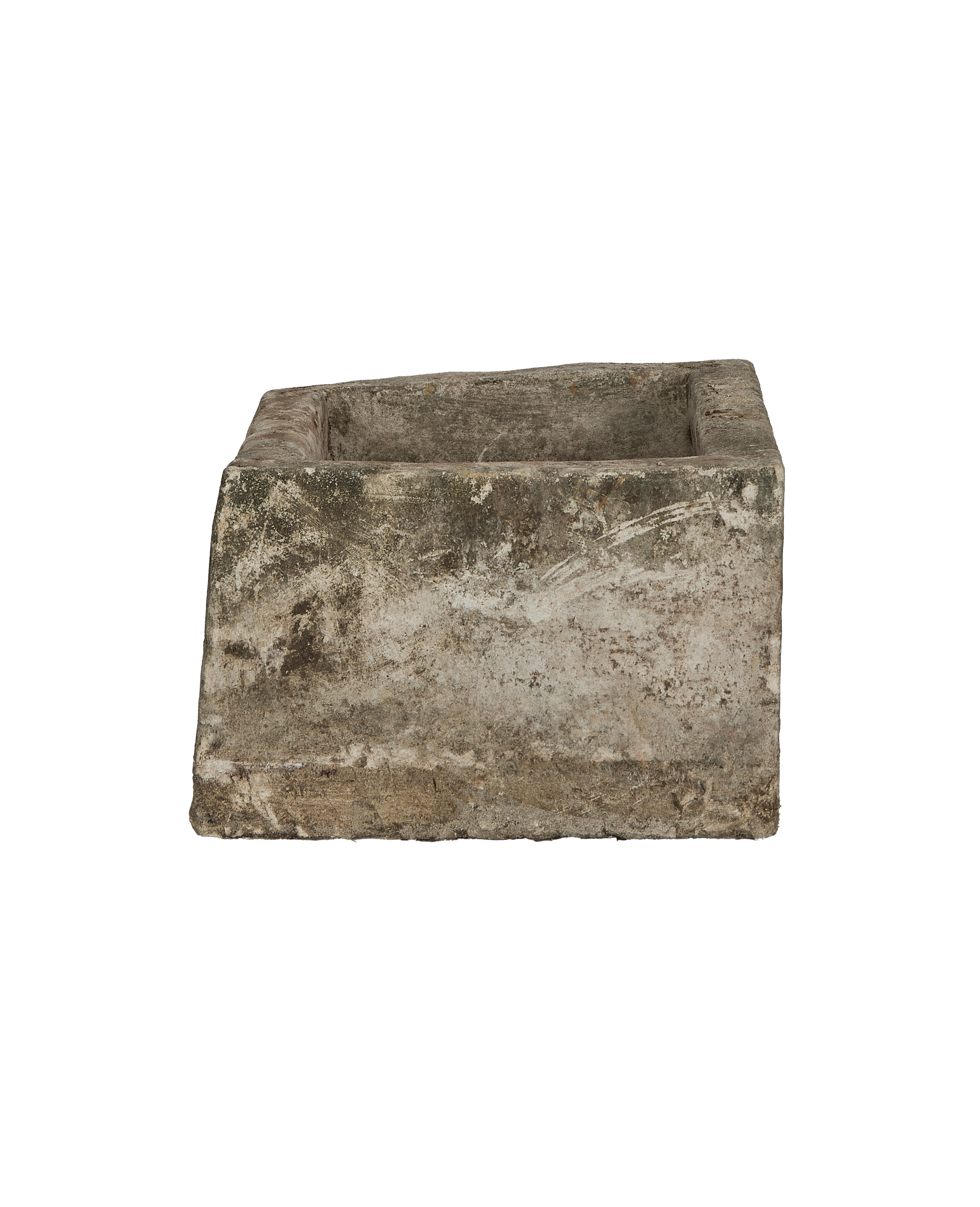 Vintage Indonesian OAK limestone rectangular trough, showing exterior texture and weathered patina.
