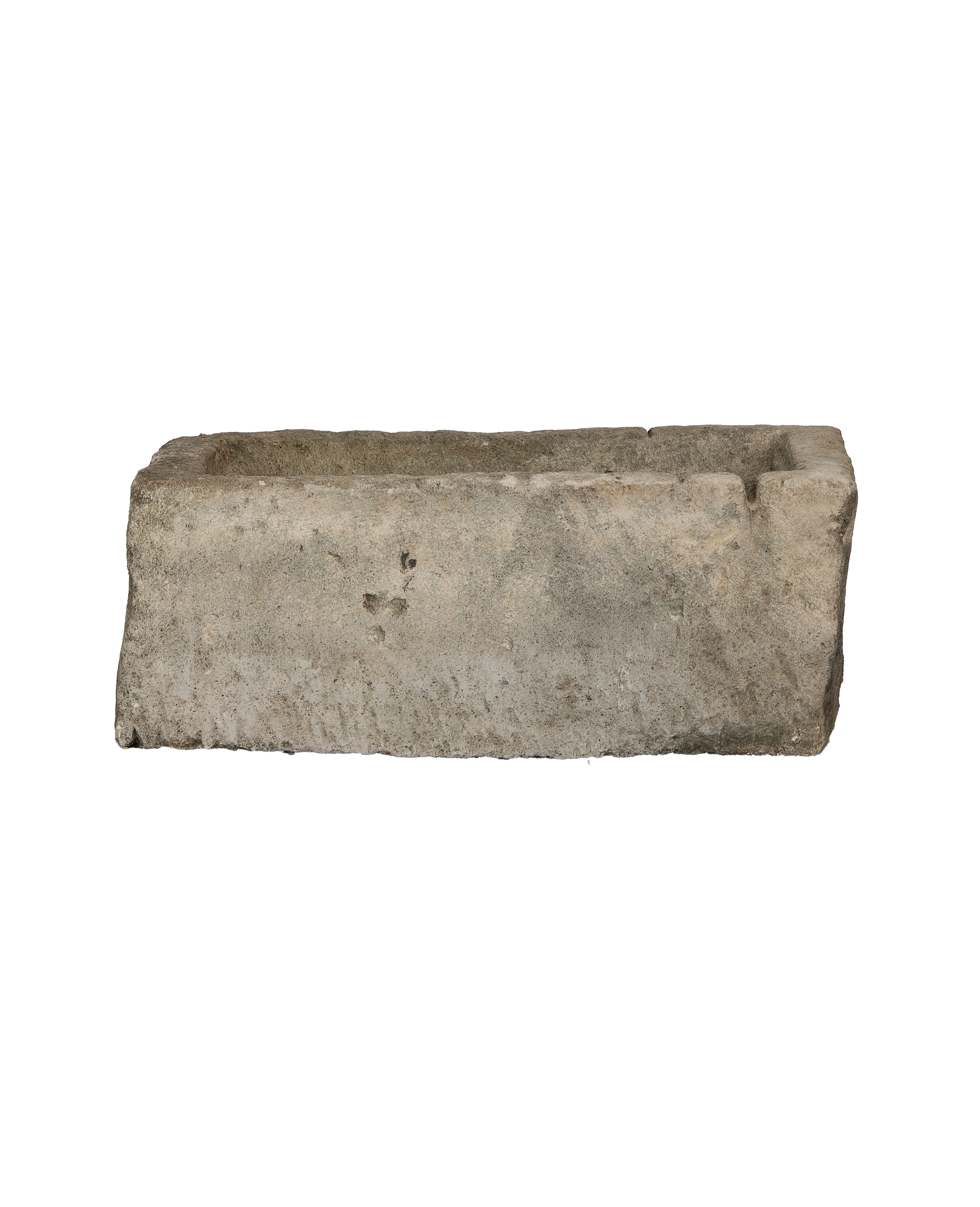 Vintage rectangular limestone trough from Indonesia with visible weathered texture.