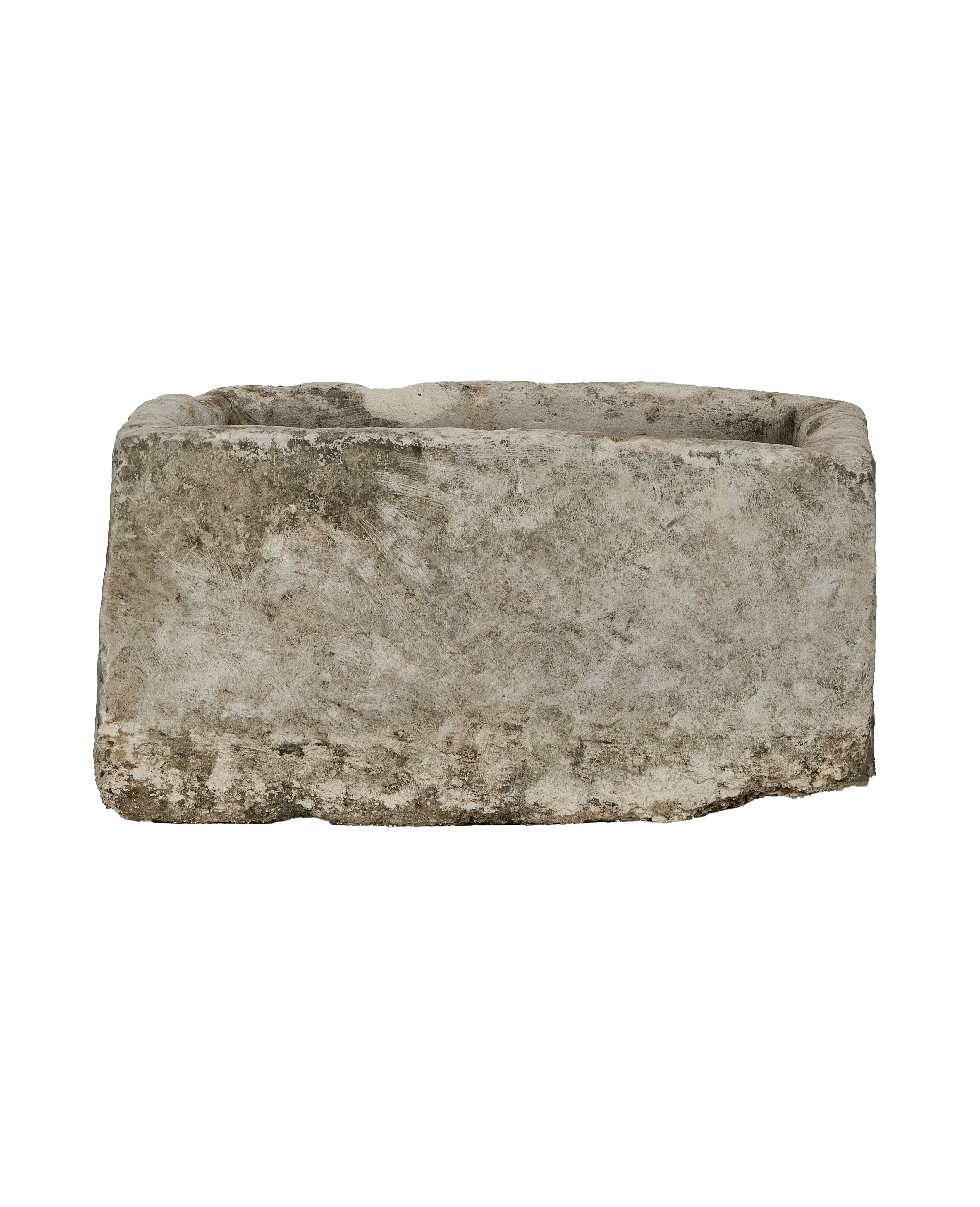 Vintage rectangular limestone trough from Indonesia with rugged weathered texture.