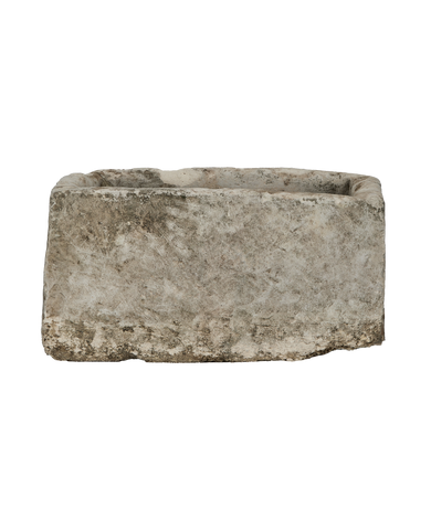 Vintage rectangular limestone trough from Indonesia with rugged weathered texture.