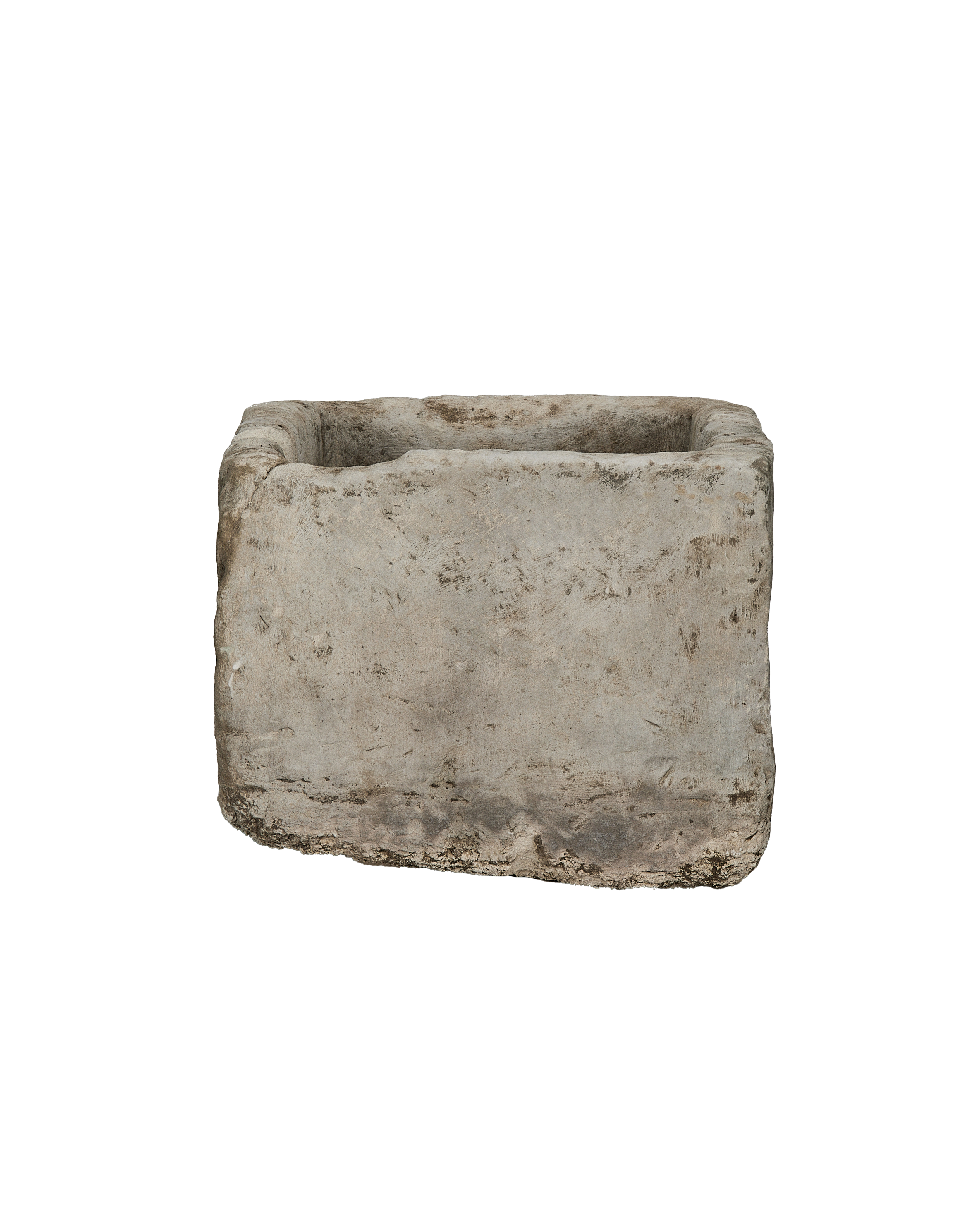Vintage Indonesian rectangular limestone trough, visible textured surface, and natural aging patina.