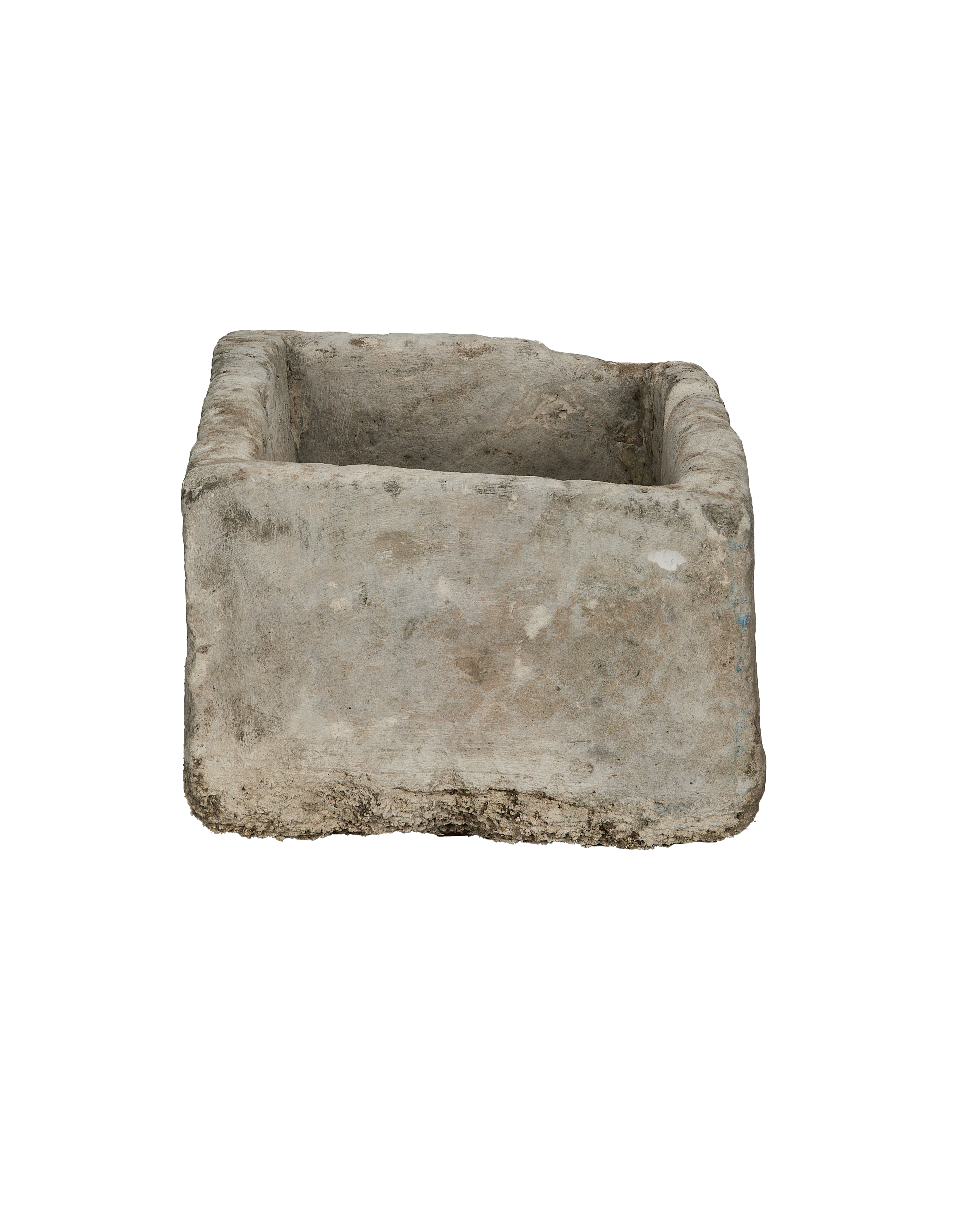 Vintage Indonesian limestone trough (Oak), weathered rectangular shape, showcasing textured exterior.