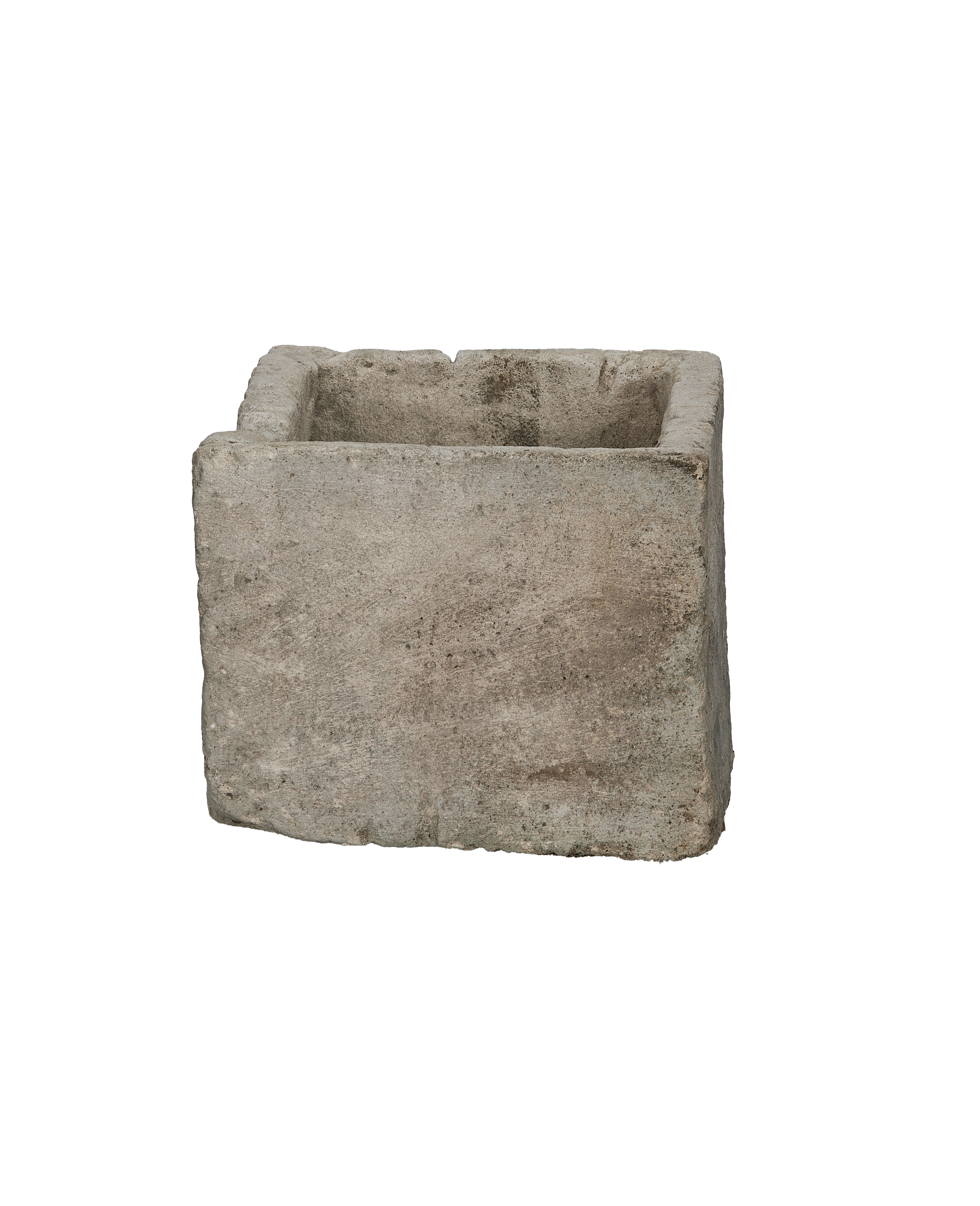 Vintage Indonesian OAK limestone trough, front angle showing natural weathered texture.