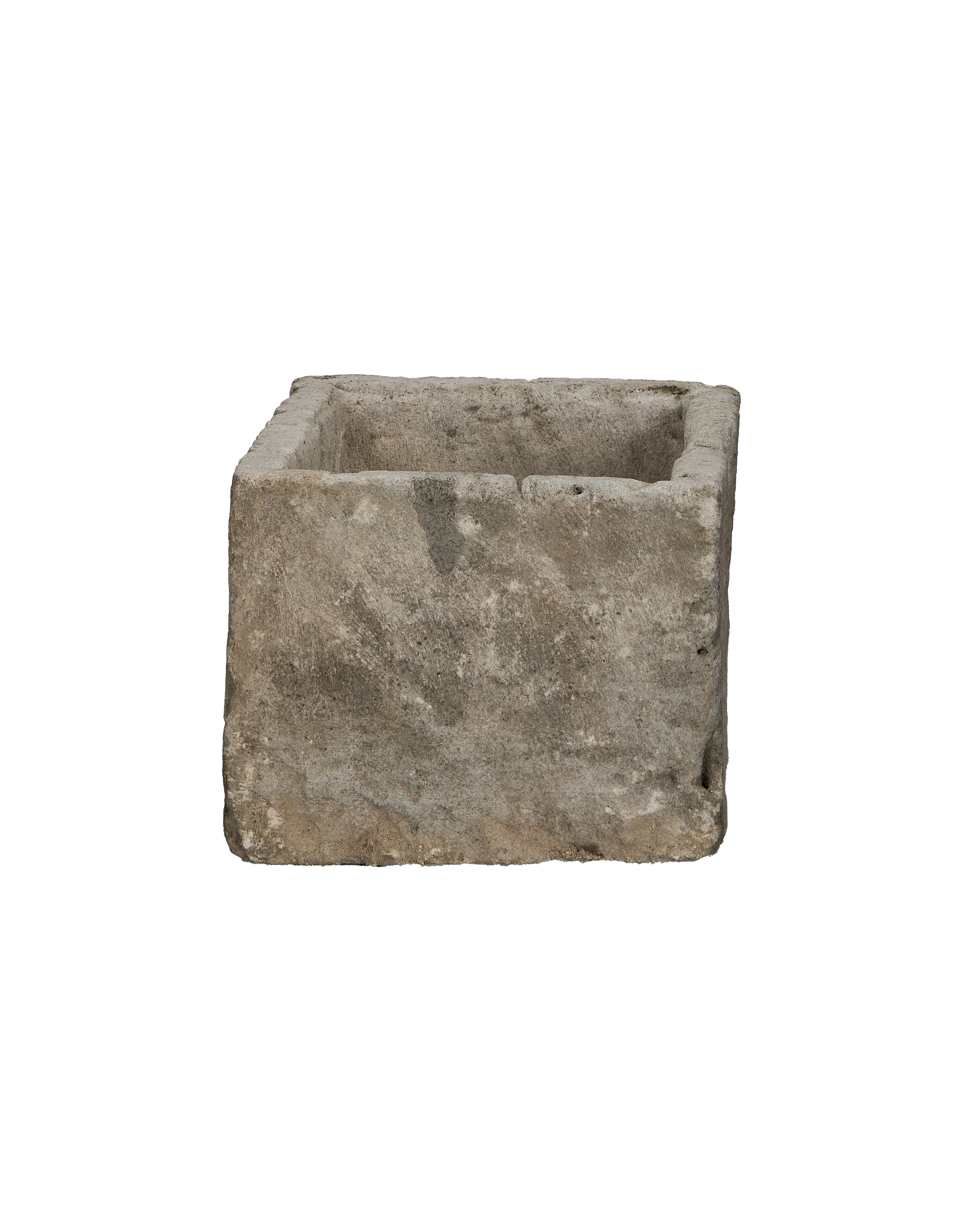 Vintage Indonesian limestone trough, displaying a weathered, textured surface and rectangular shape.
