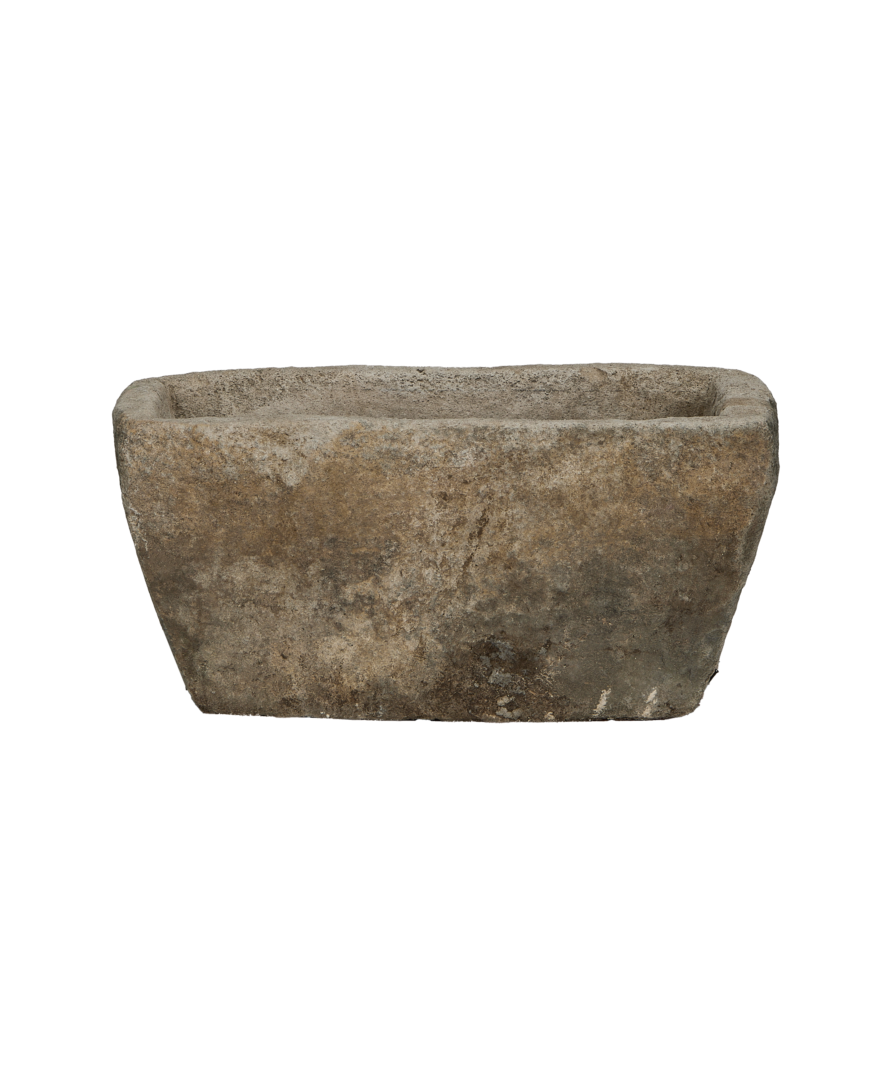 Vintage Indonesian limestone trough showcasing weathered texture and rectangular shape.