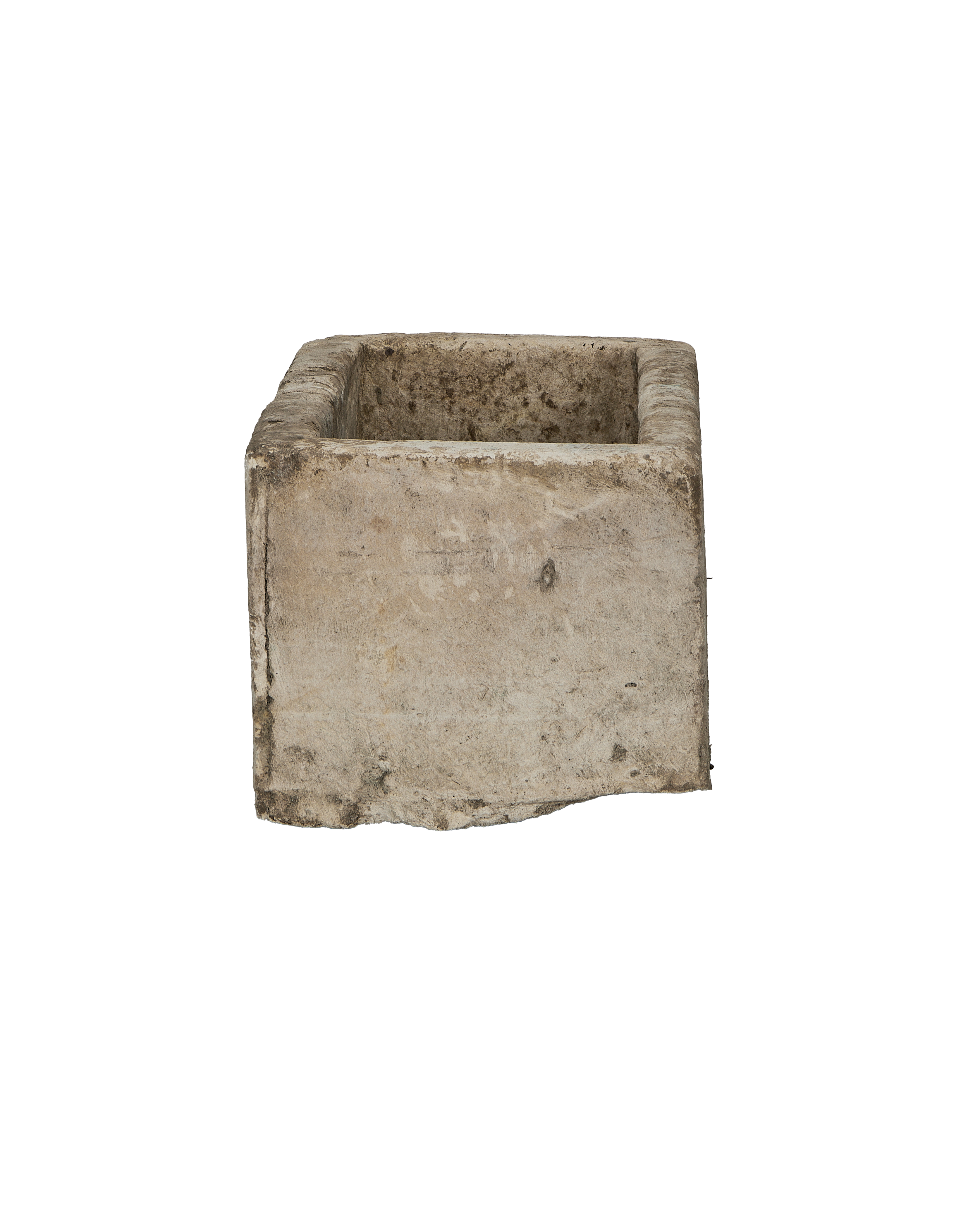 Vintage Indonesian rectangular limestone trough showing rustic texture and weathered condition.
