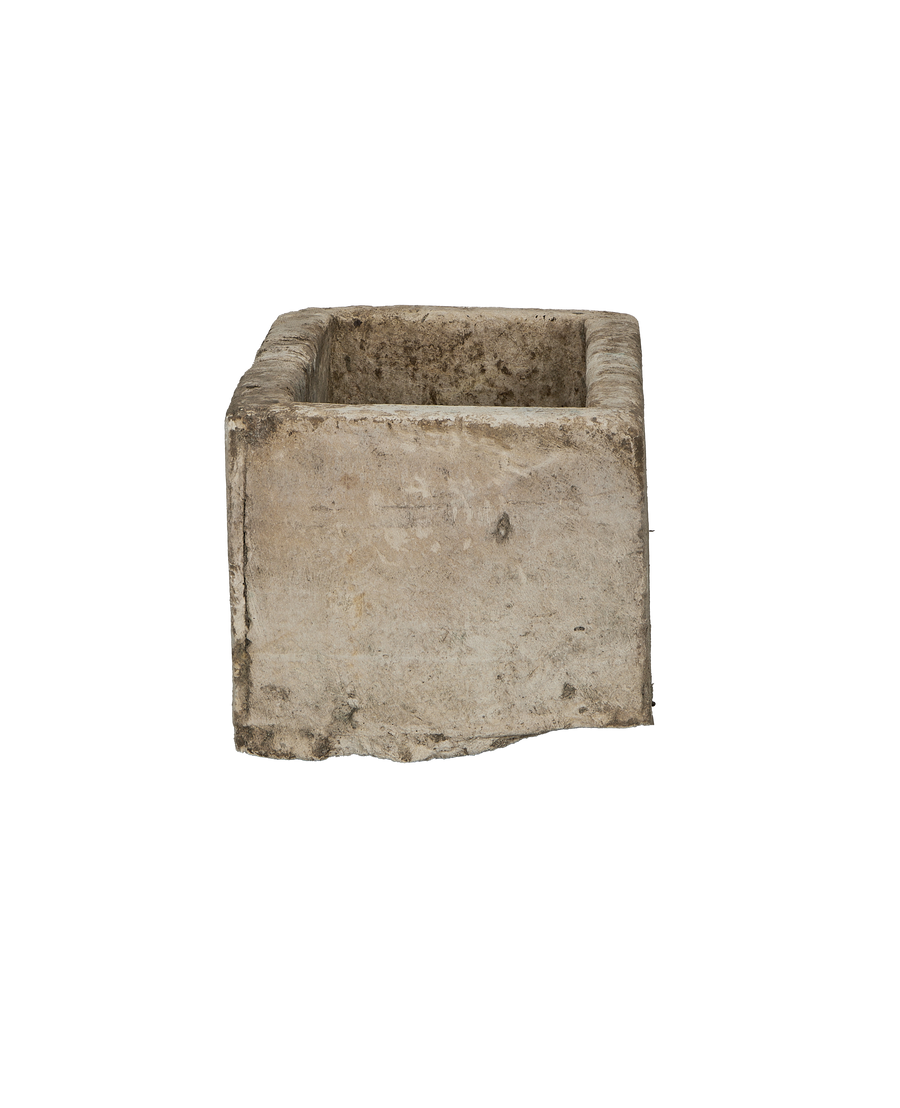 Vintage Indonesian rectangular limestone trough showing rustic texture and weathered condition.
