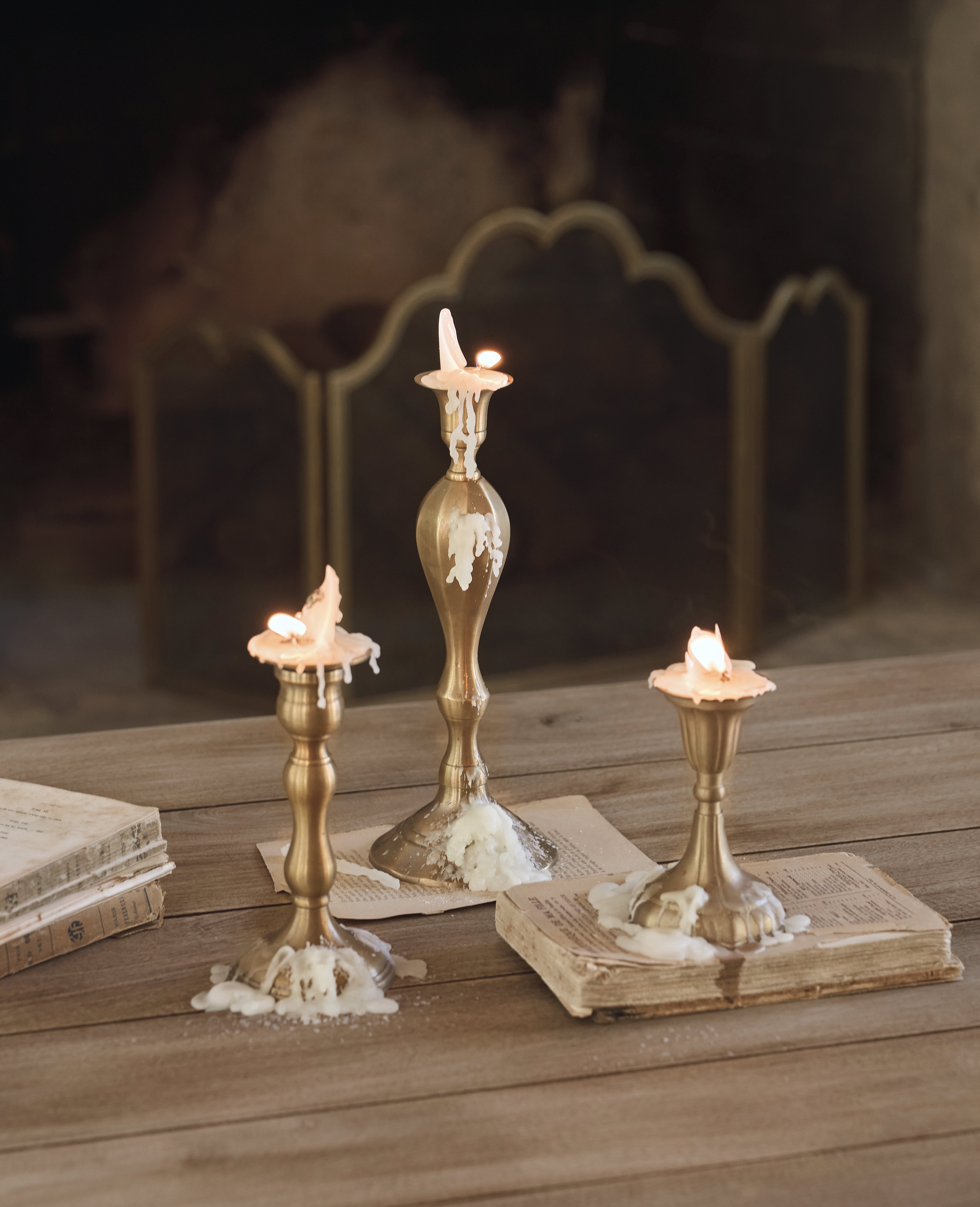 Ambiance Brass Candlestick - Trois