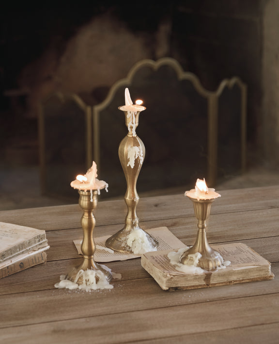 Ambiance Brass Taper Candlestick - Trois