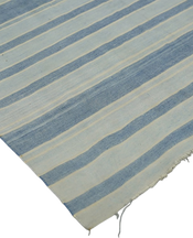 Dhurrie Rug - Blue and Gray Stripes