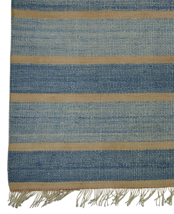 Dhurrie Rug - Light Blue Stripes
