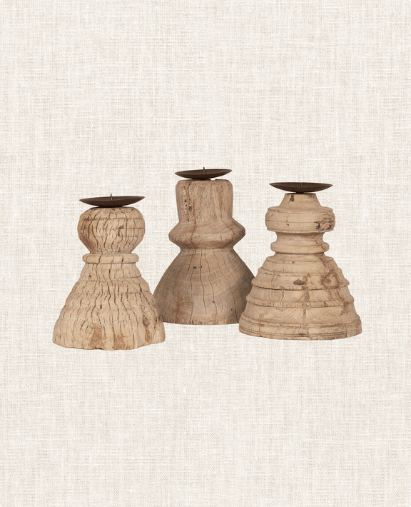 Cup Pillar Candle Stand - Bleached