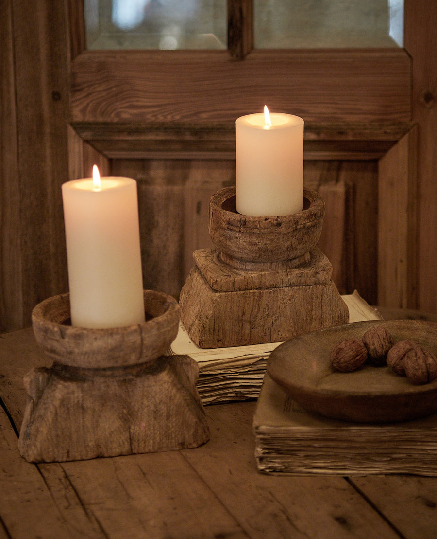 Vintage Candle Stand - Seedling from India made of Wood