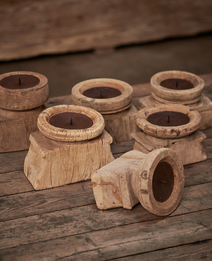 Vintage Candle Stand - Seedling from India made of Wood