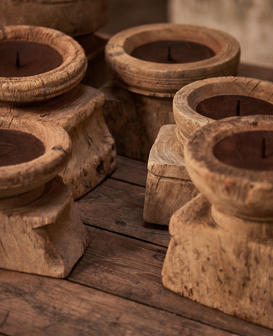 Vintage Candle Stand - Seedling from India made of Wood