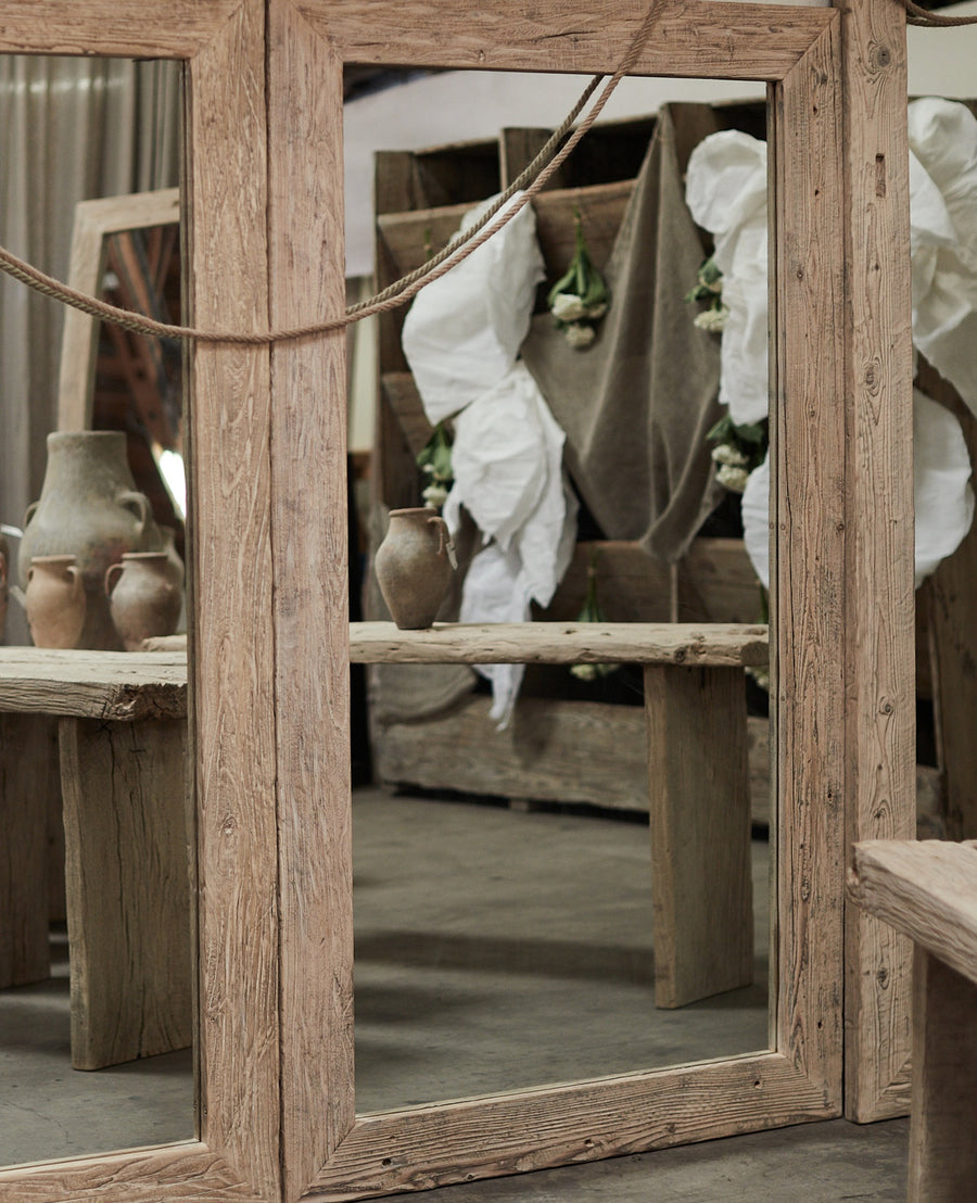 Reclaimed Elm Mirror - Bleached from China made of Wood