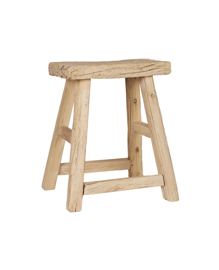 Elm Wood Stool - Bleached