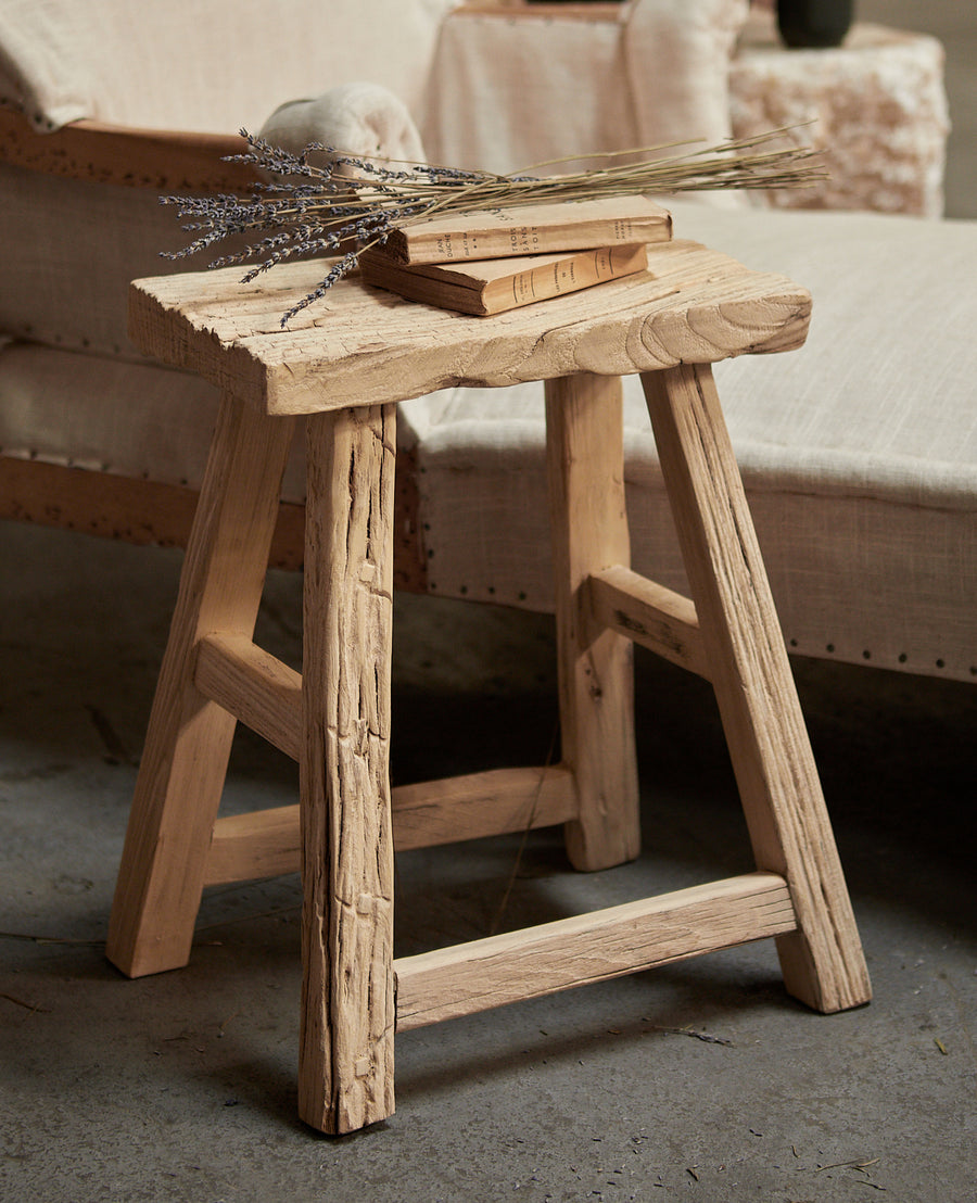 Reproduction Elm Wood Stool - Bleached from China made of Wood