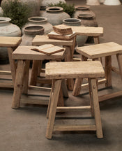 Elm Wood Stool - Bleached