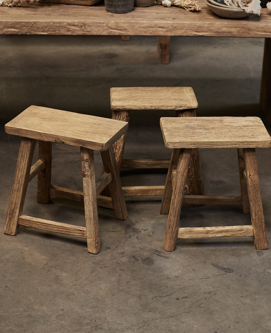 Reclaimed Elm Wood Stool - Natural from China made of Wood