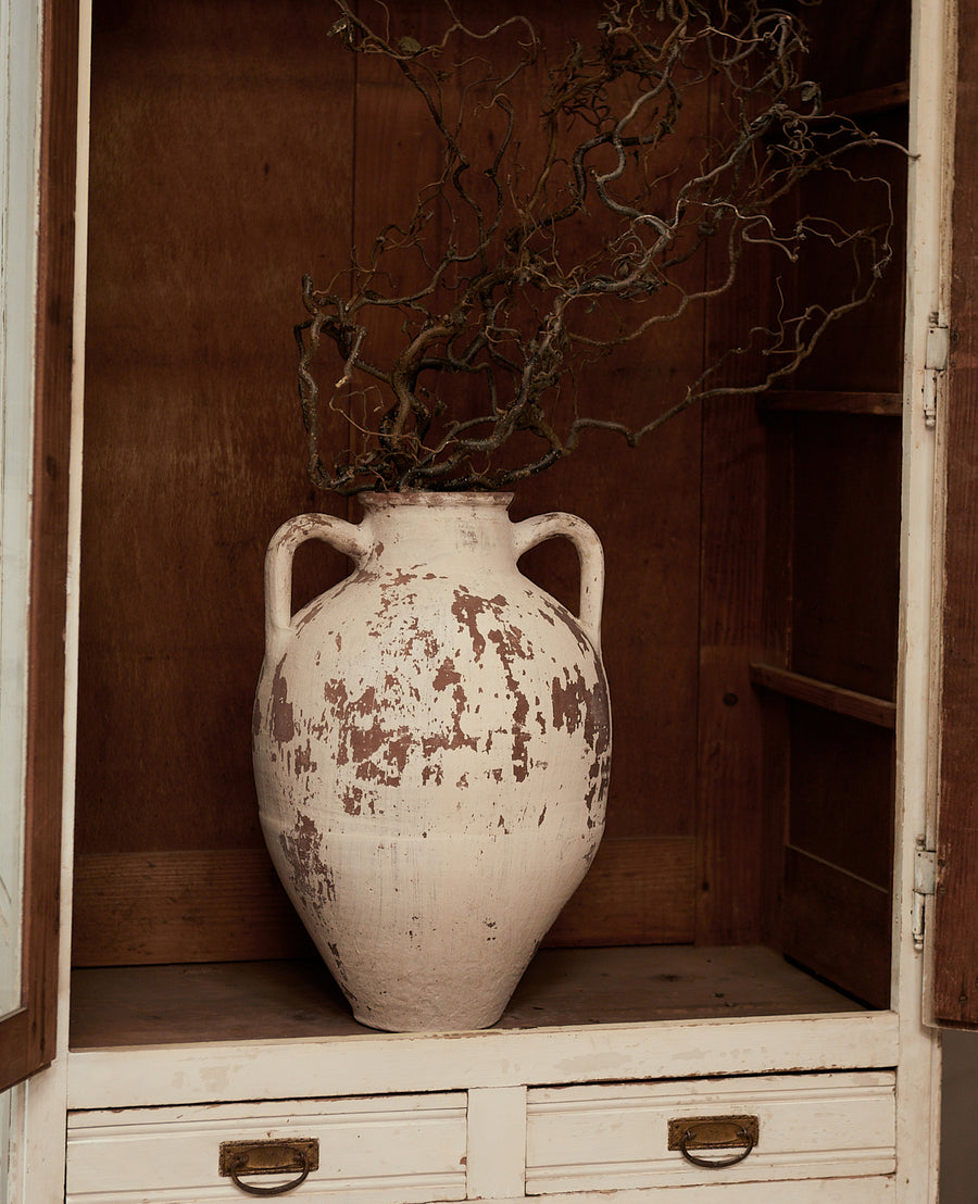 Vintage Two Handle Pot - White Wash from Turkey made of Ceramic