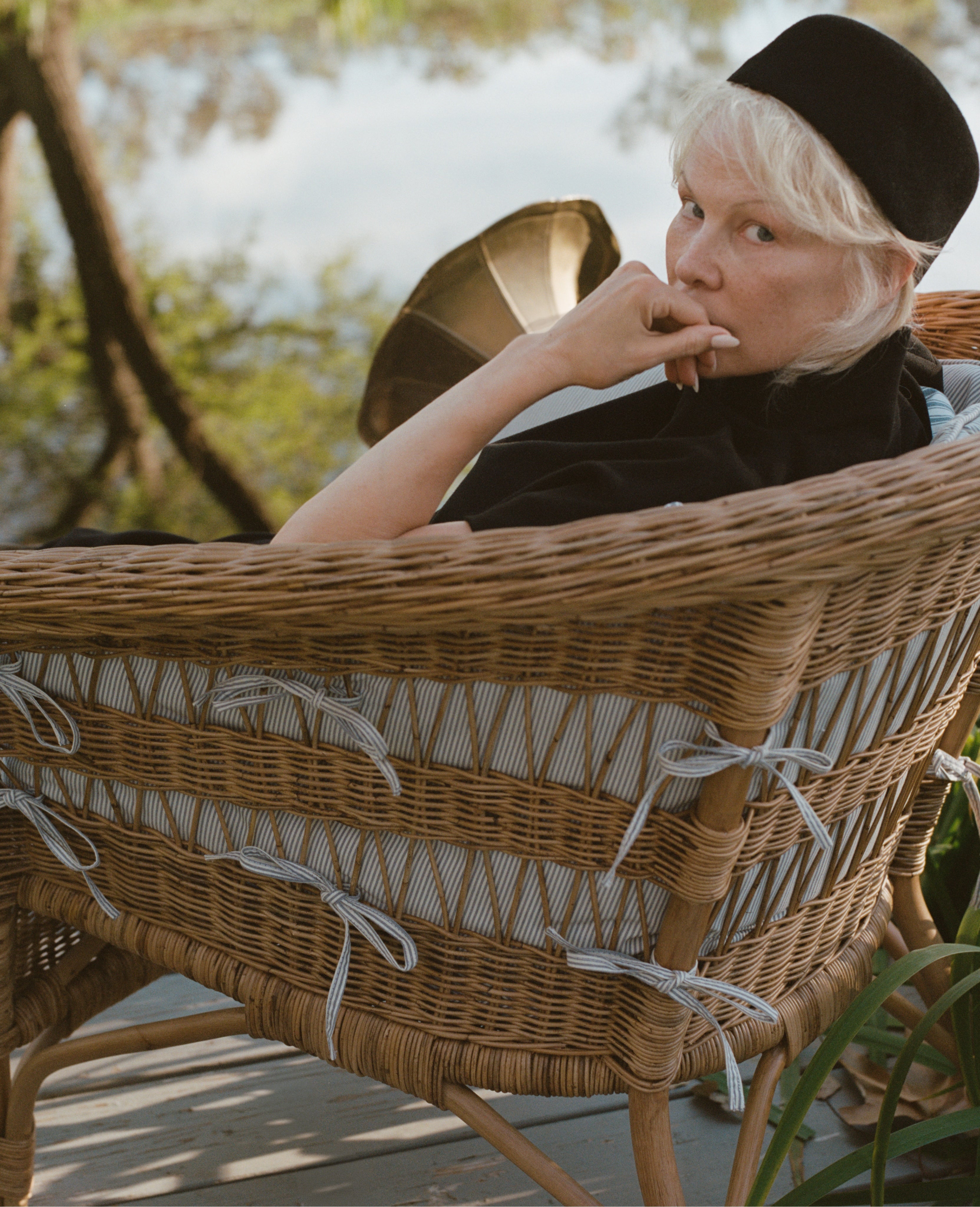 Sanctuary Rattan Lounge Chair - Bayside Stripe