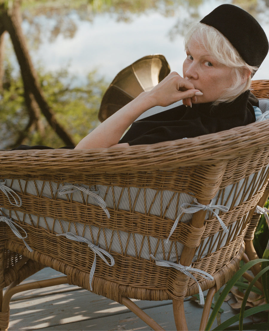 Sanctuary Rattan Lounge Chair - Bayside Stripe