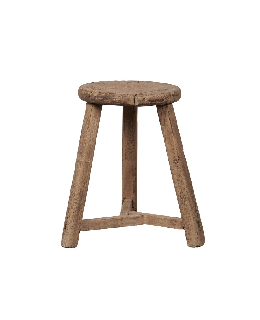 Vintage Round Elm Stool from China made of Wood