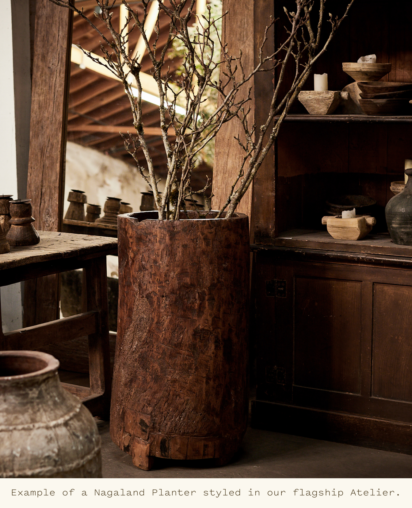 Antique Nagaland Planter from India made of Wood