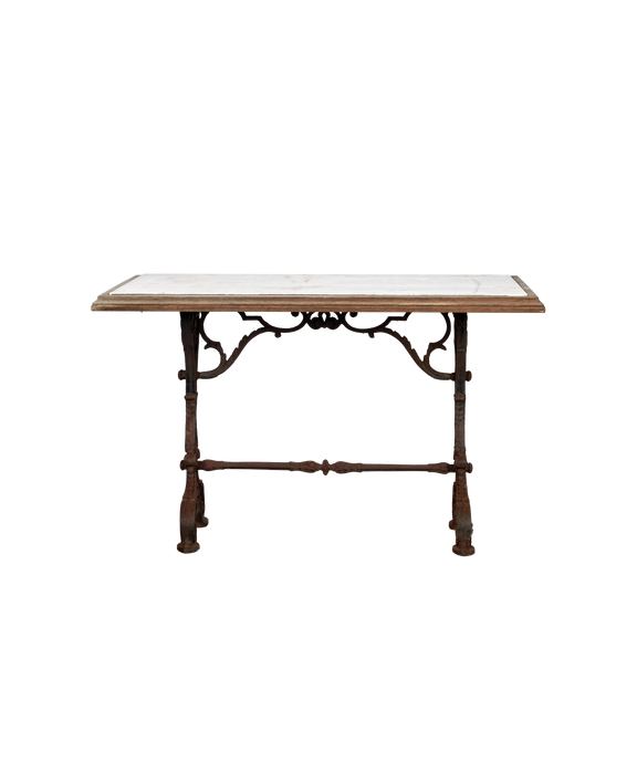 Liege Marble Cafe Table - Wood Trim
