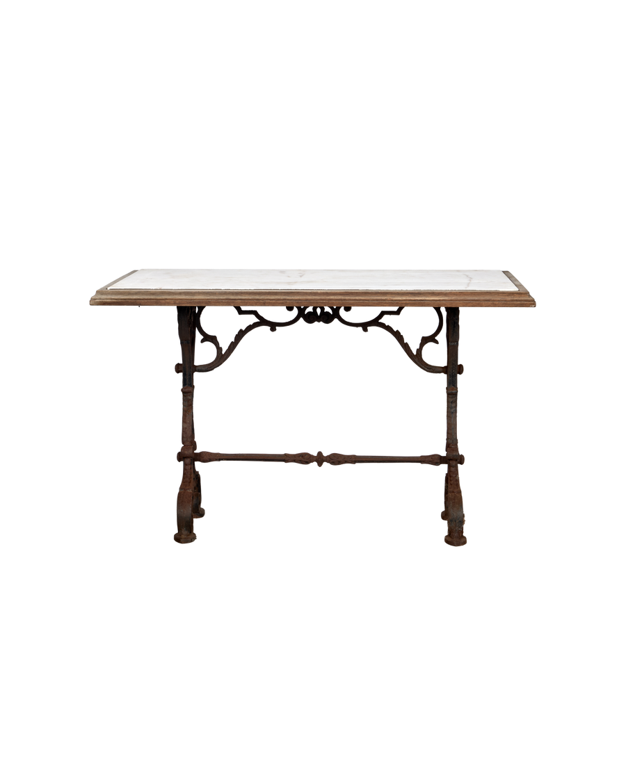 Liege Marble Cafe Table - Wood Trim