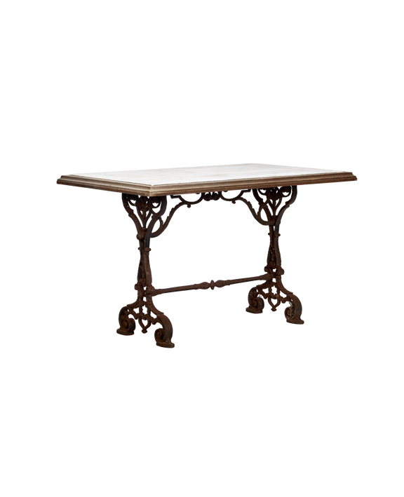 Liege Marble Cafe Table - Wood Trim