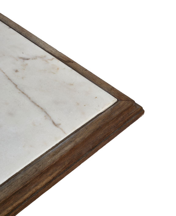 Liege Marble Cafe Table - Wood Trim