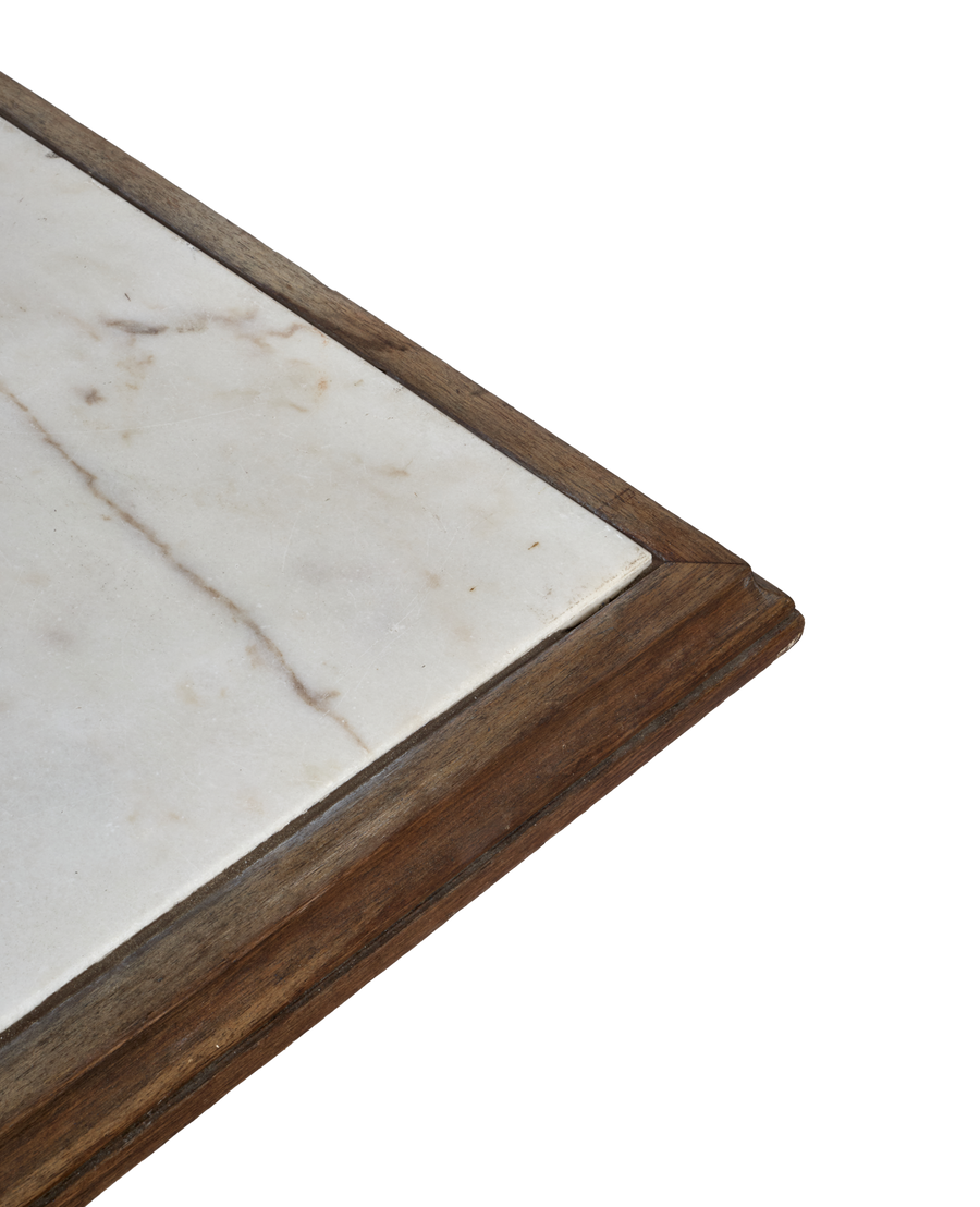 Liege Marble Cafe Table - Wood Trim