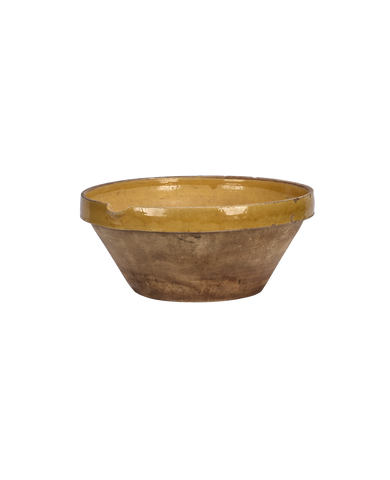 Antique Serving Bowl - Yellow Ochre Glaze from France made of Ceramic